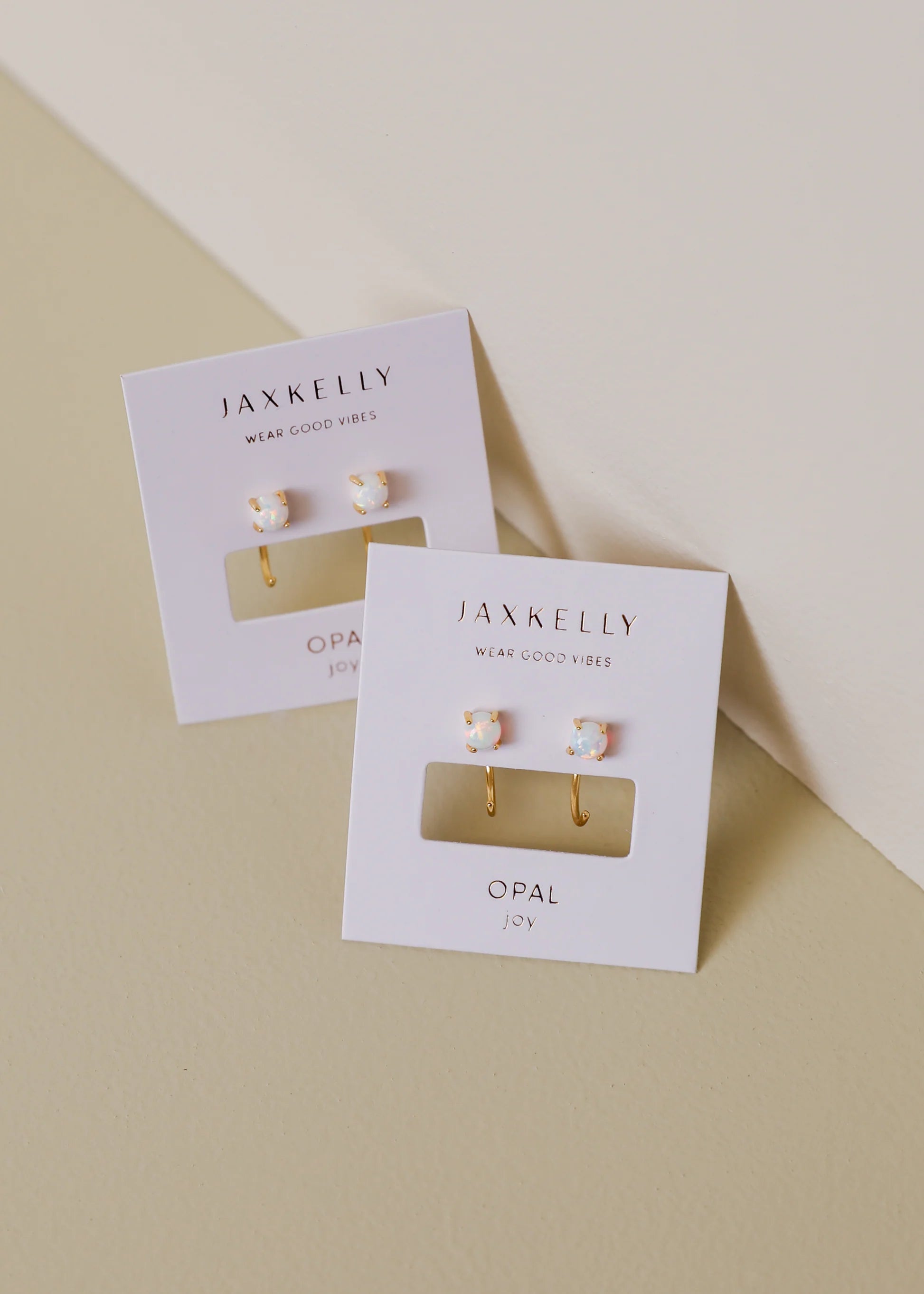 White Opal Huggie Earrings