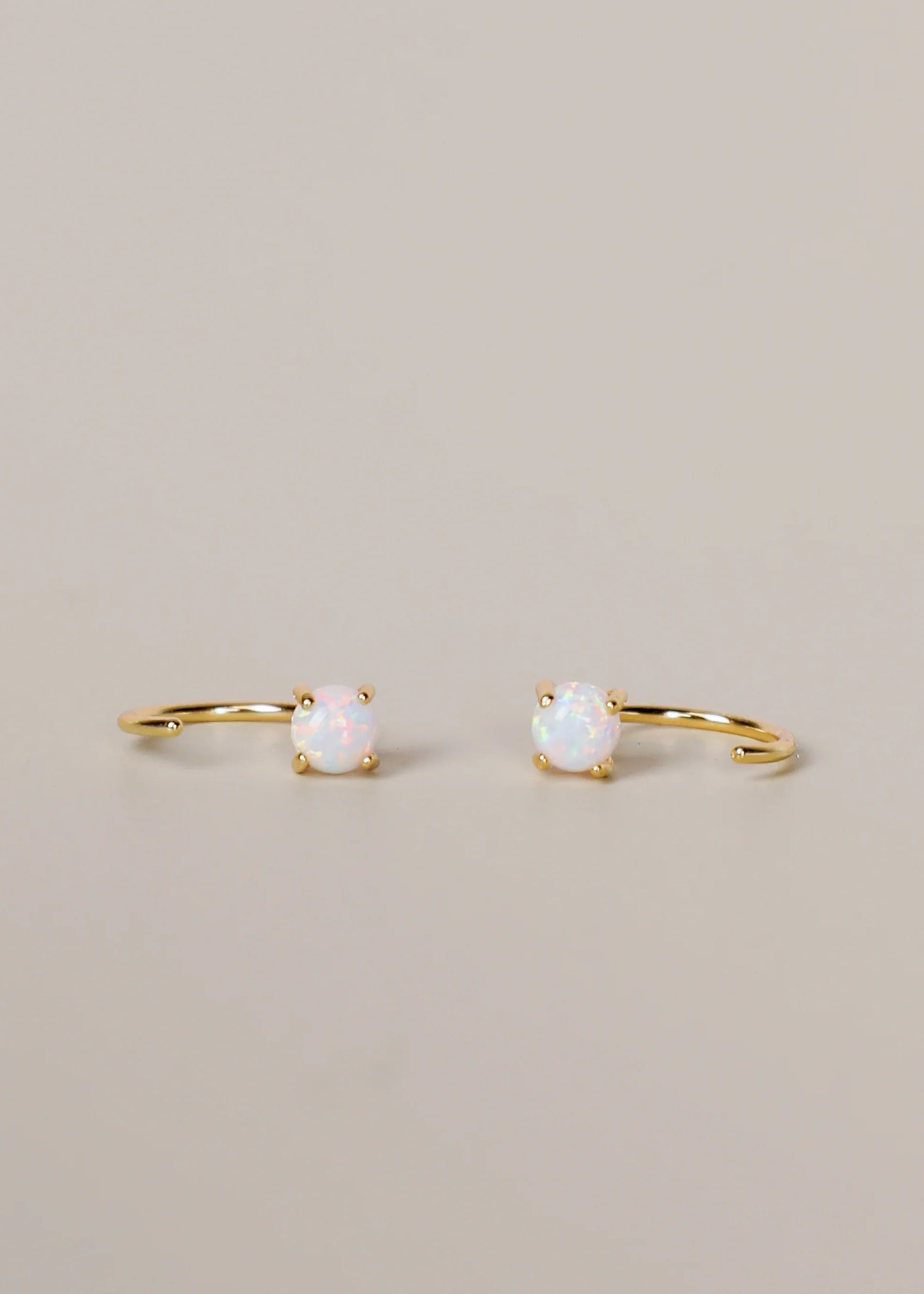 White Opal Huggie Earrings