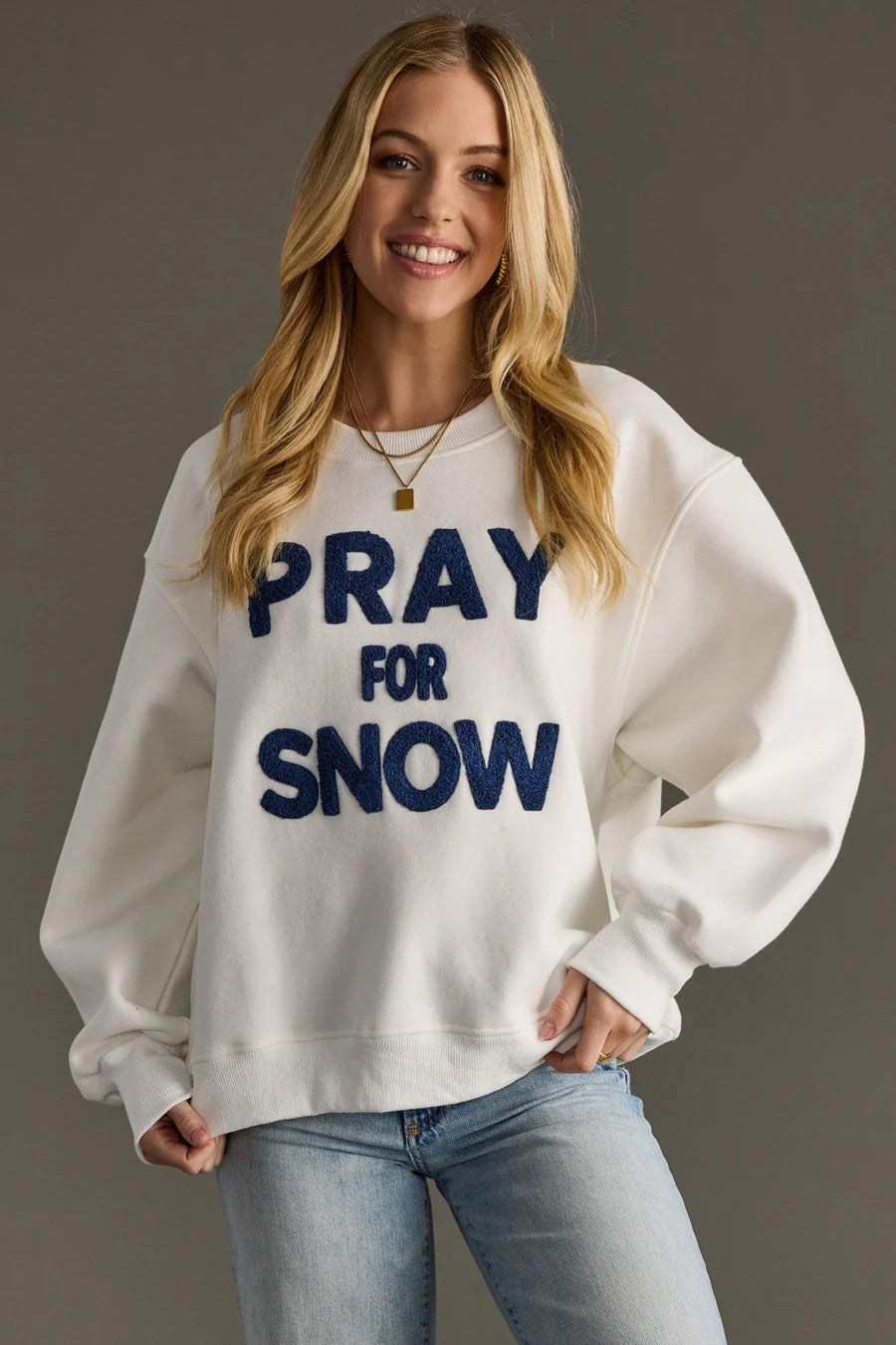 Pray For Snow Sweatshirt | White