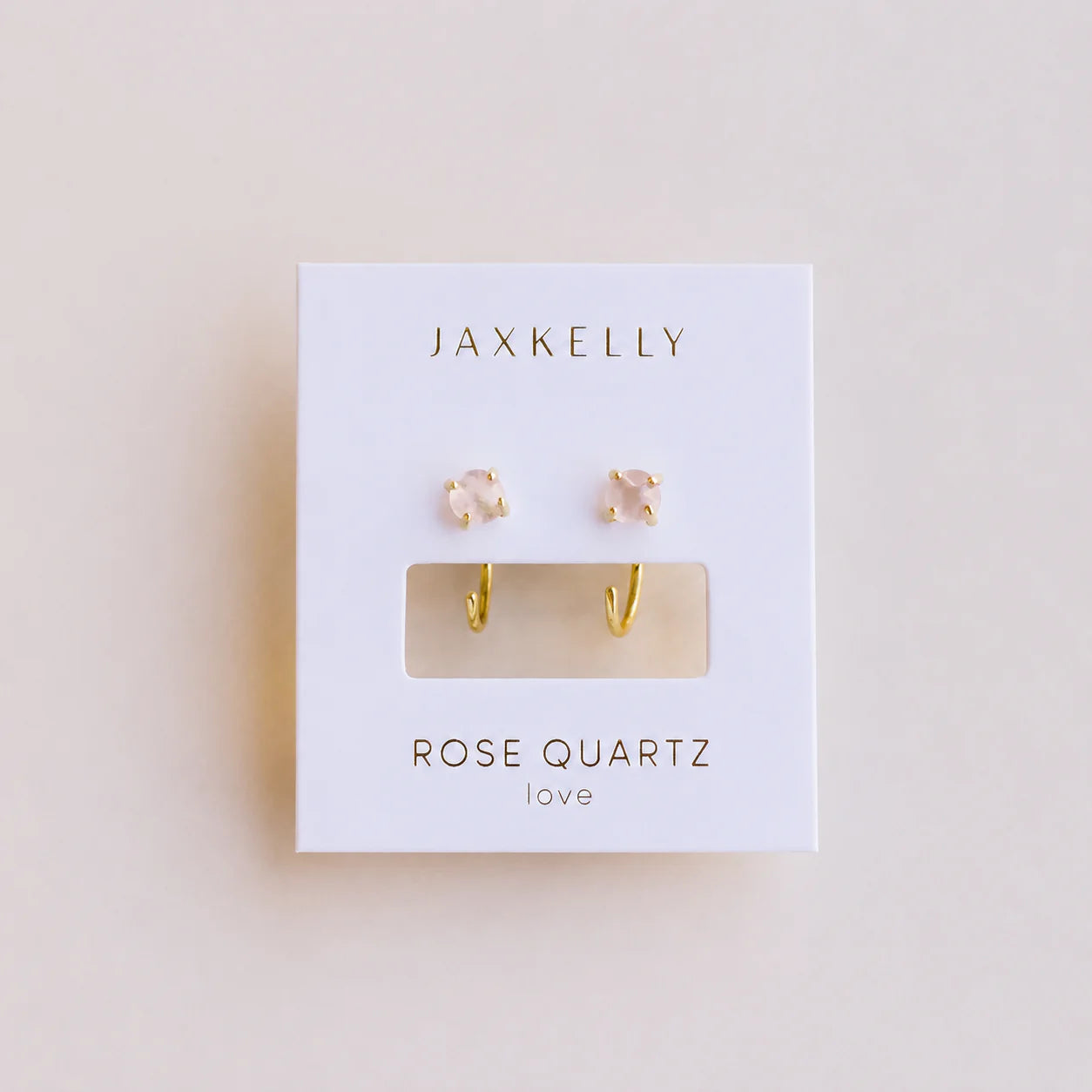 Rose Quartz Huggie Earrings