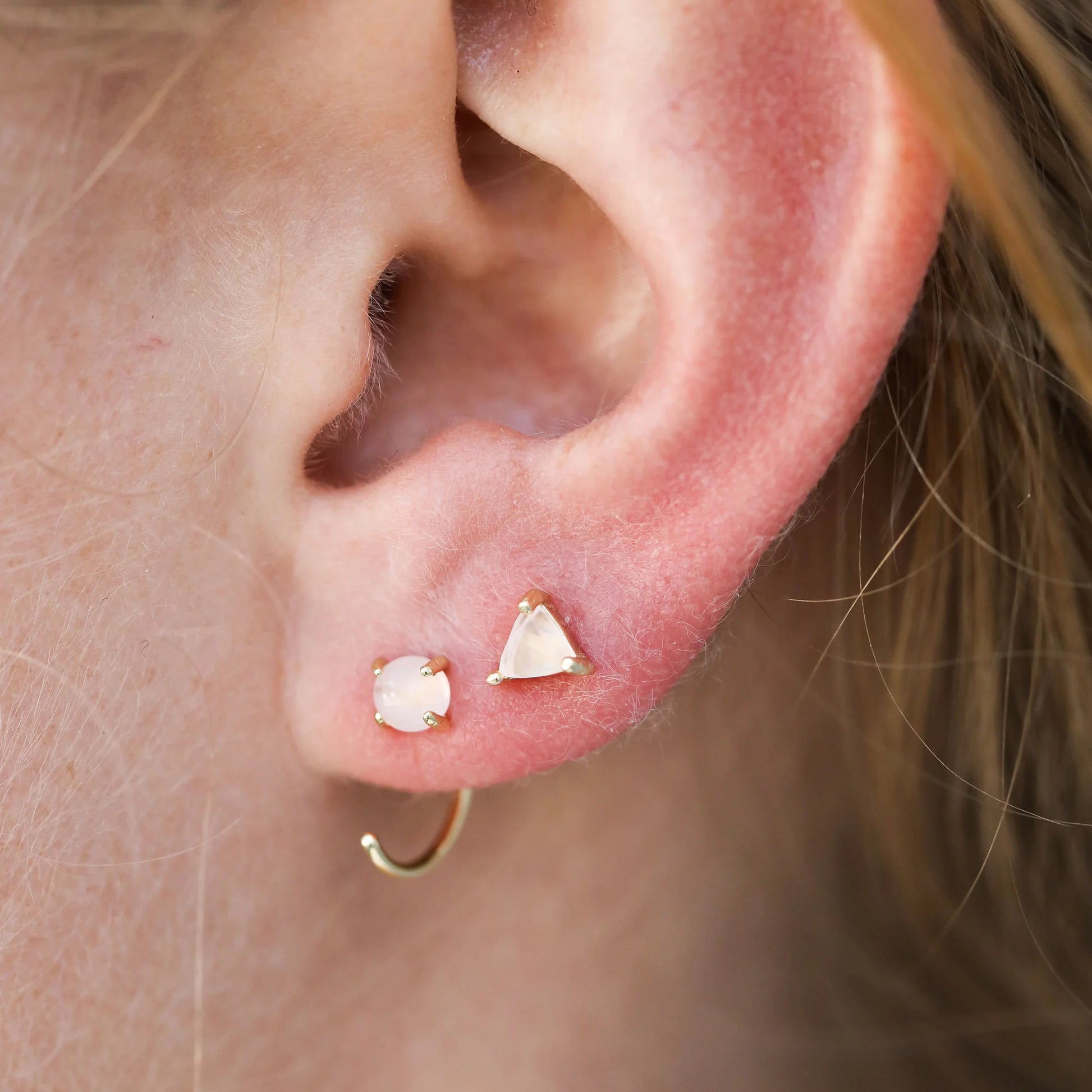 Rose Quartz Huggie Earrings