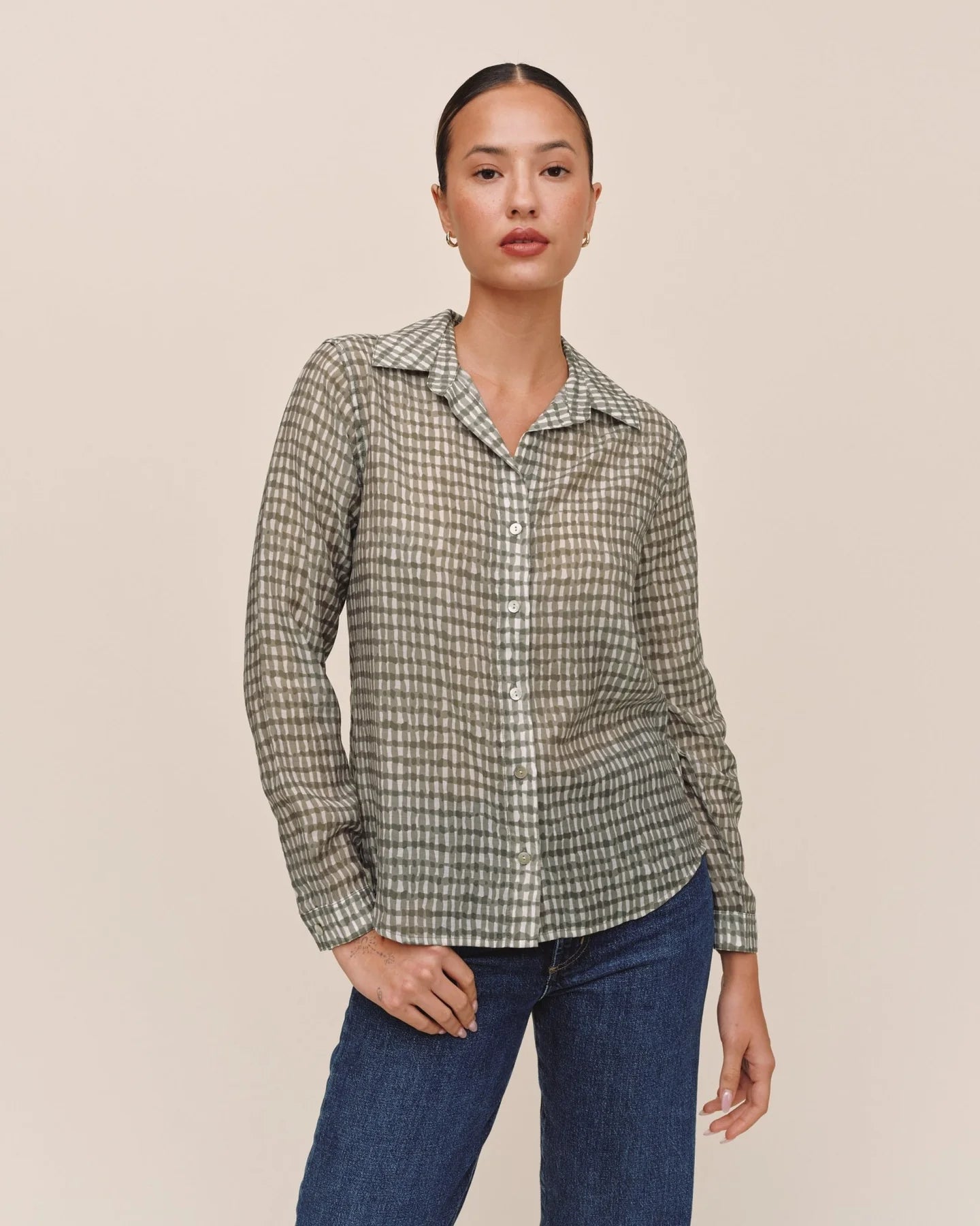 Classic Gingham Button Down | Olive