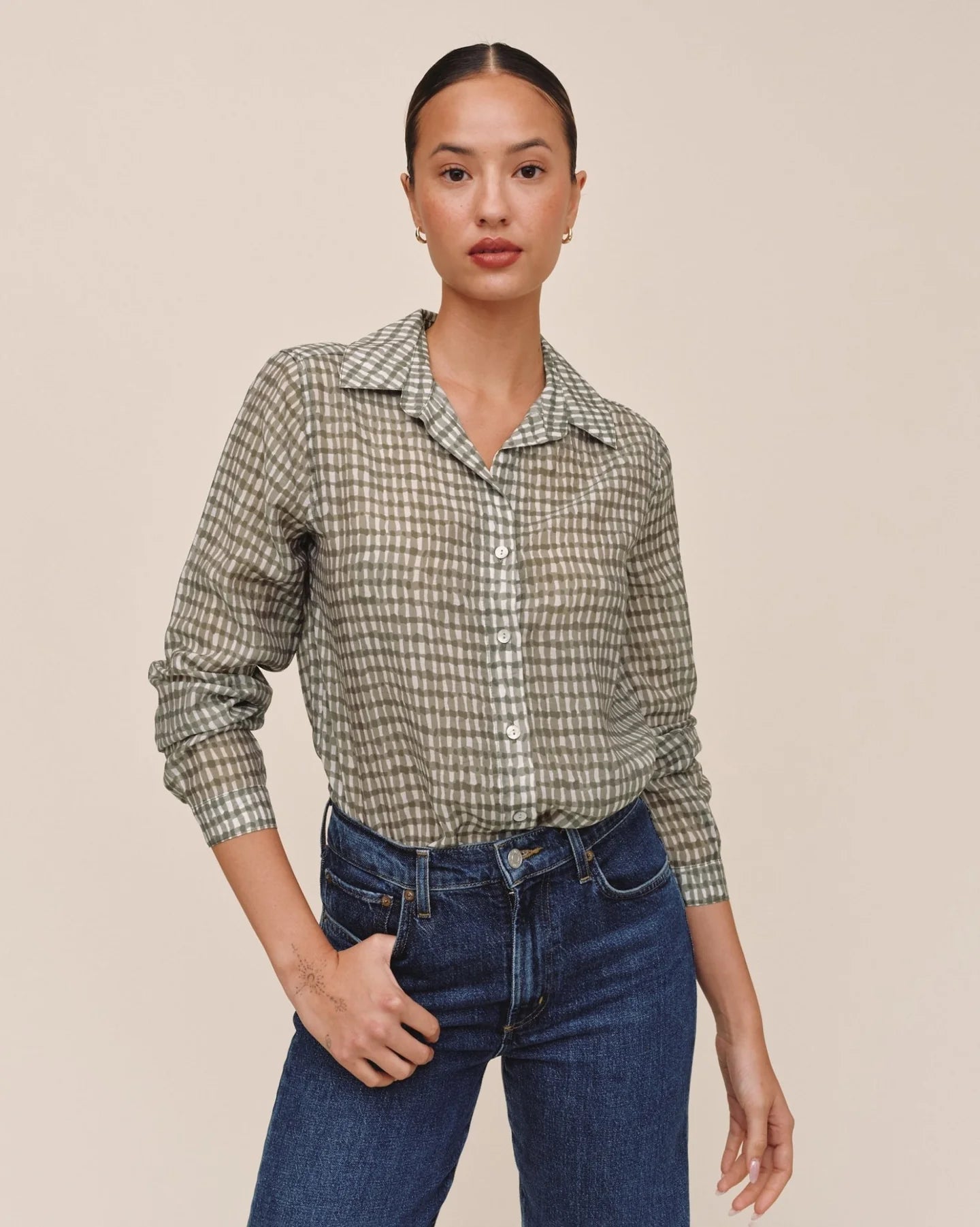 Classic Gingham Button Down | Olive