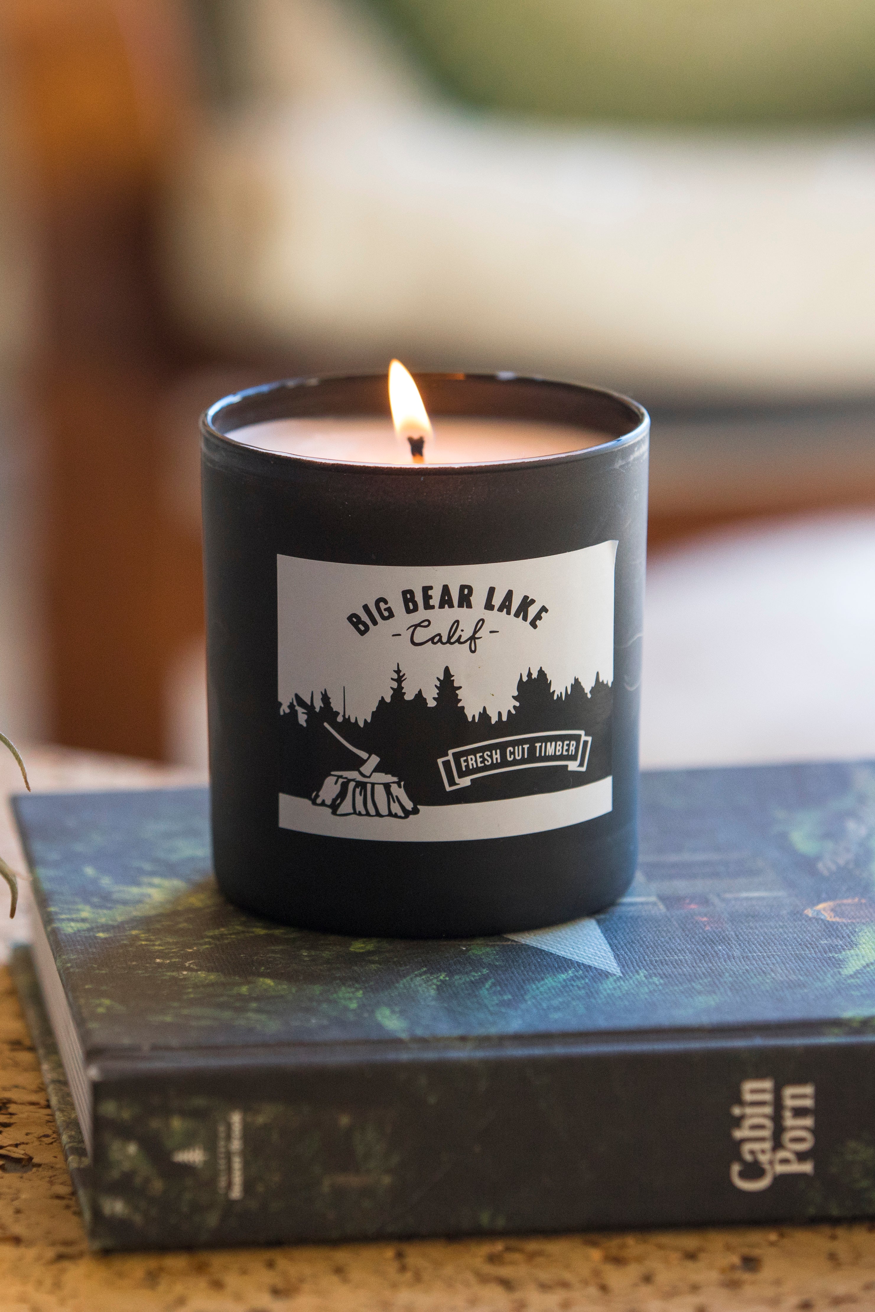 Big Bear Lake Fresh Cut Timber Candle - Custom Logo - Coconut Wax - Paraben Free - Food Grade Certified Coconut Oil - Sustainable Wax - Essential Oil Blends - Women's Clothing Store - Boutique - O KOO RAN - Big Bear Lake California