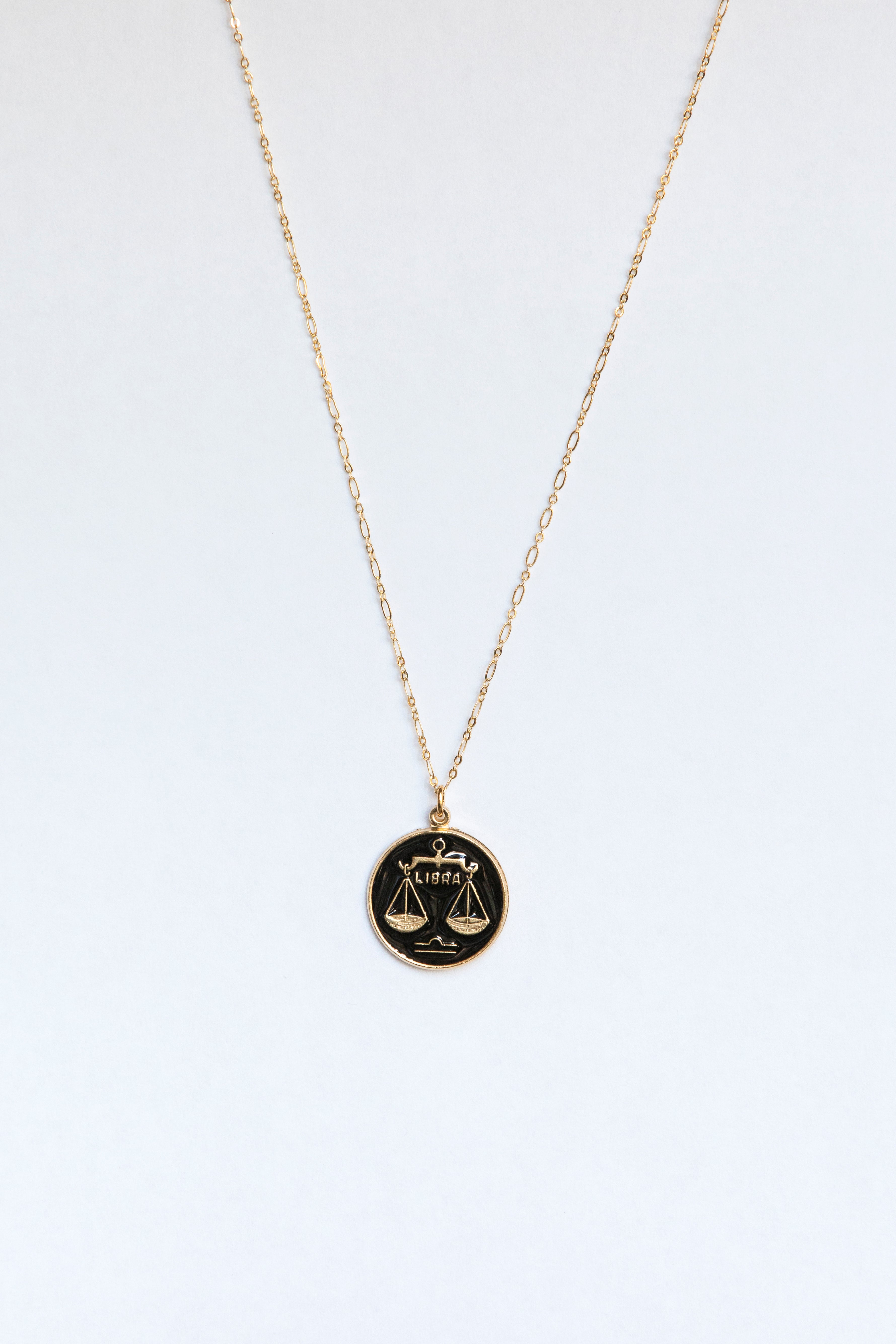 Black Zodiac Medallion Necklace