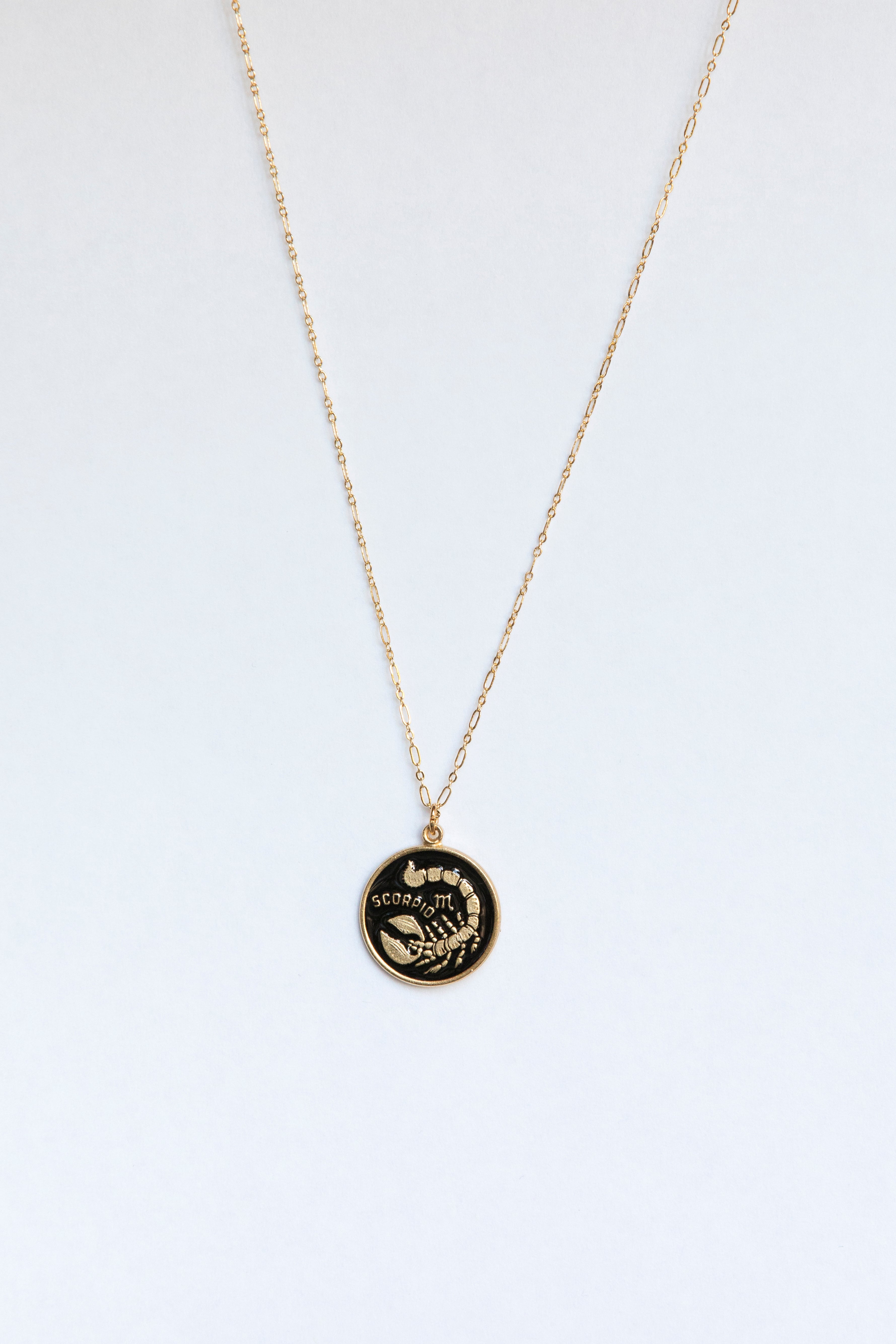 Black Zodiac Medallion Necklace