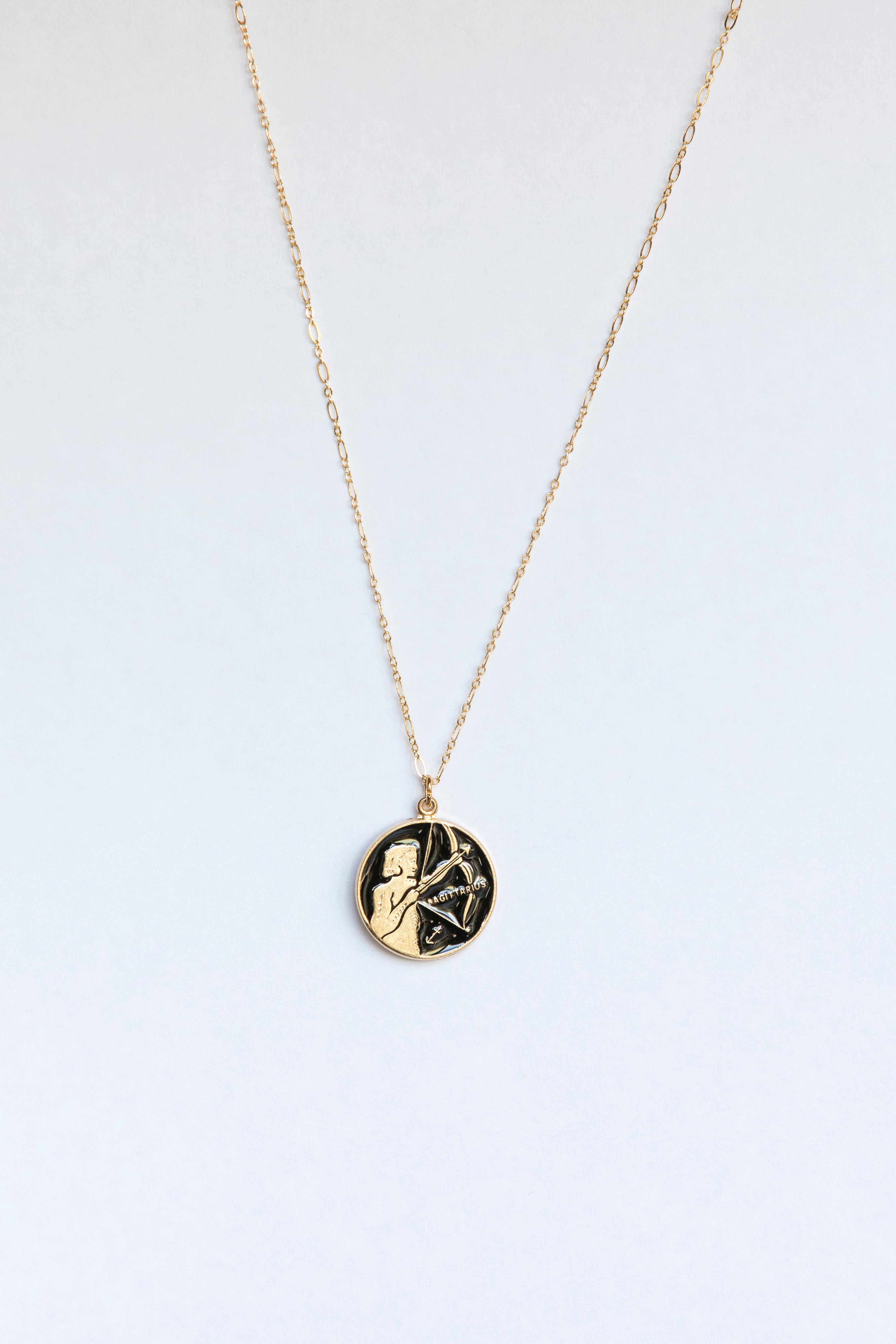 Black Zodiac Medallion Necklace