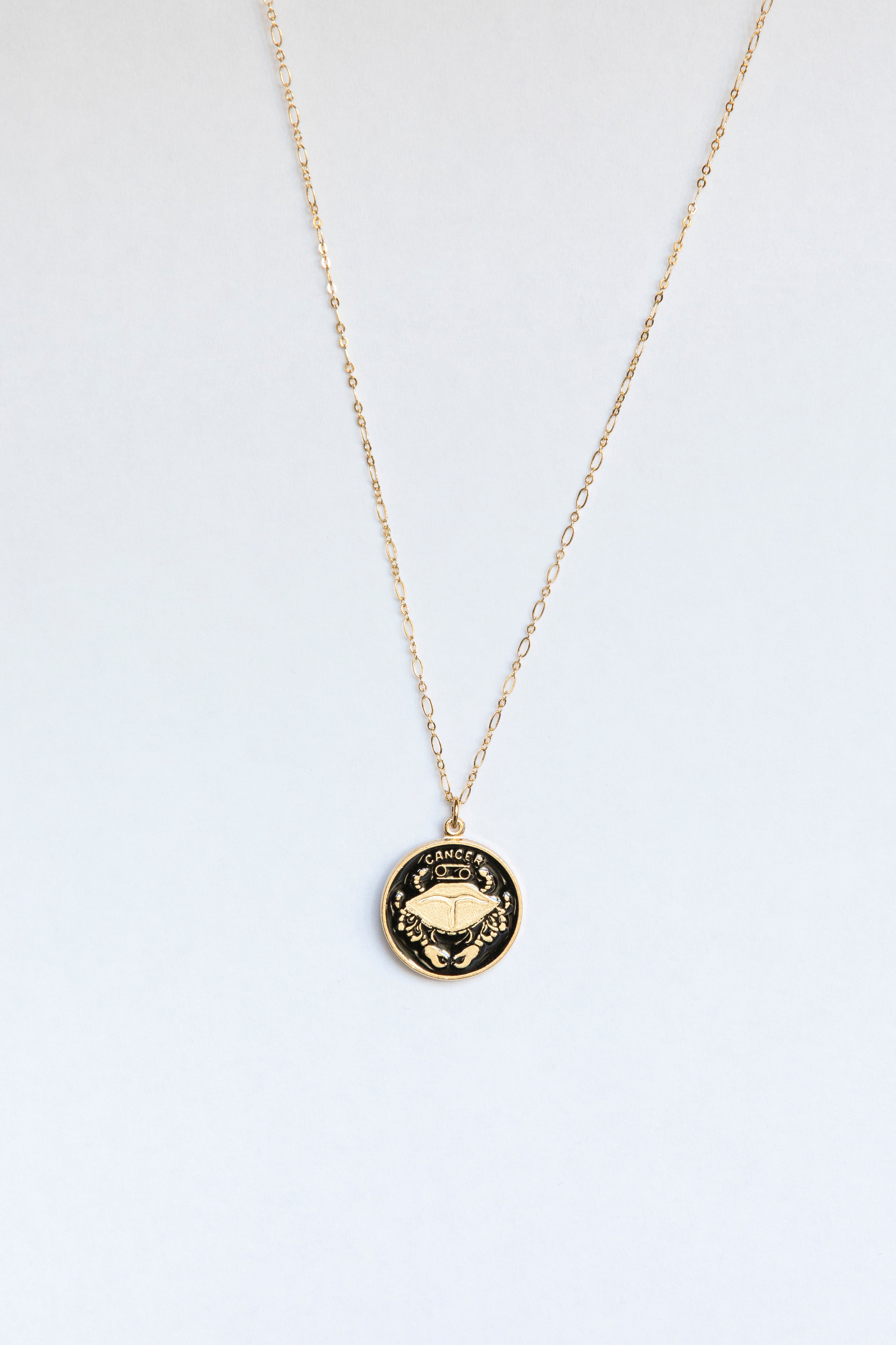 Black Zodiac Medallion Necklace