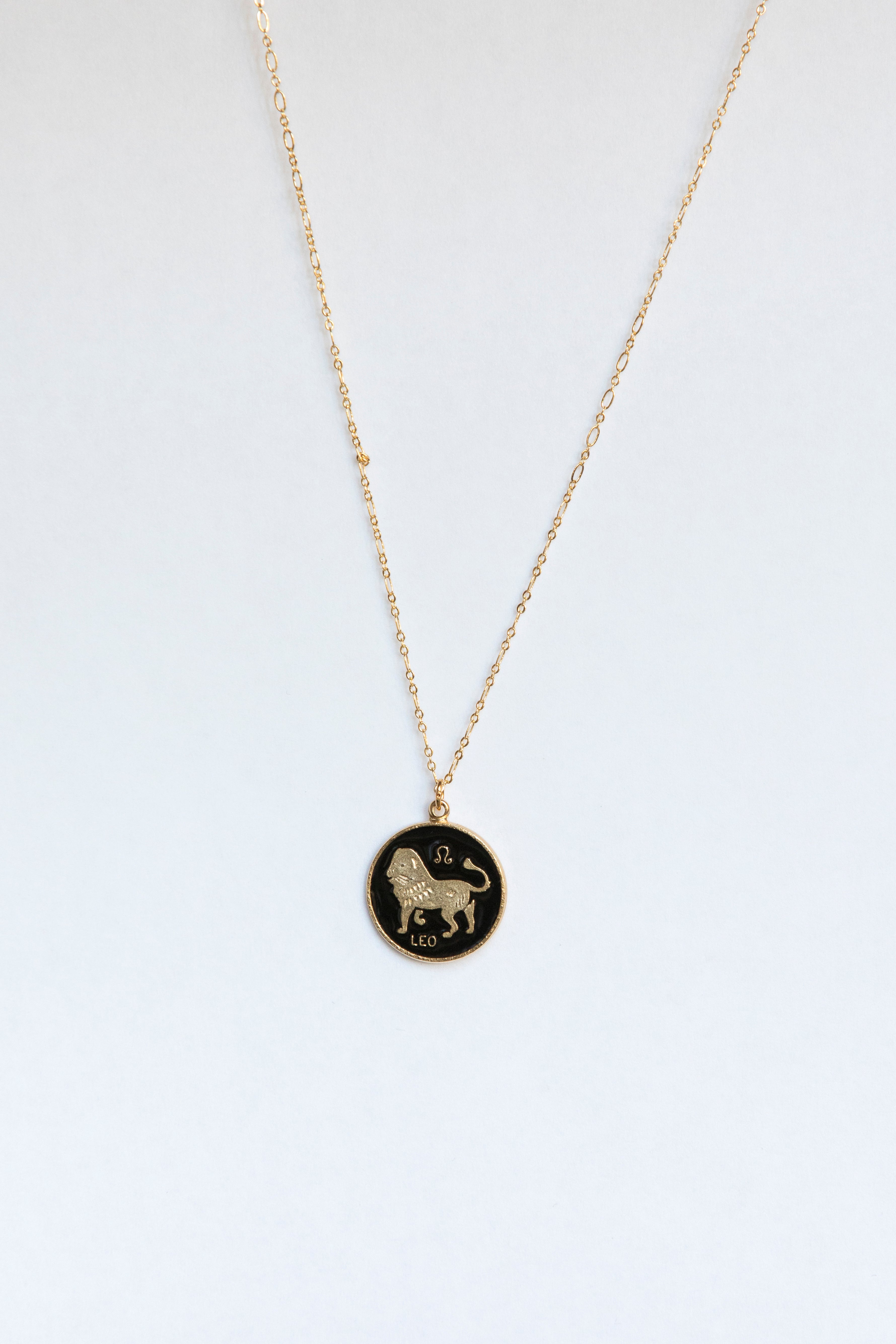 Black Zodiac Medallion Necklace