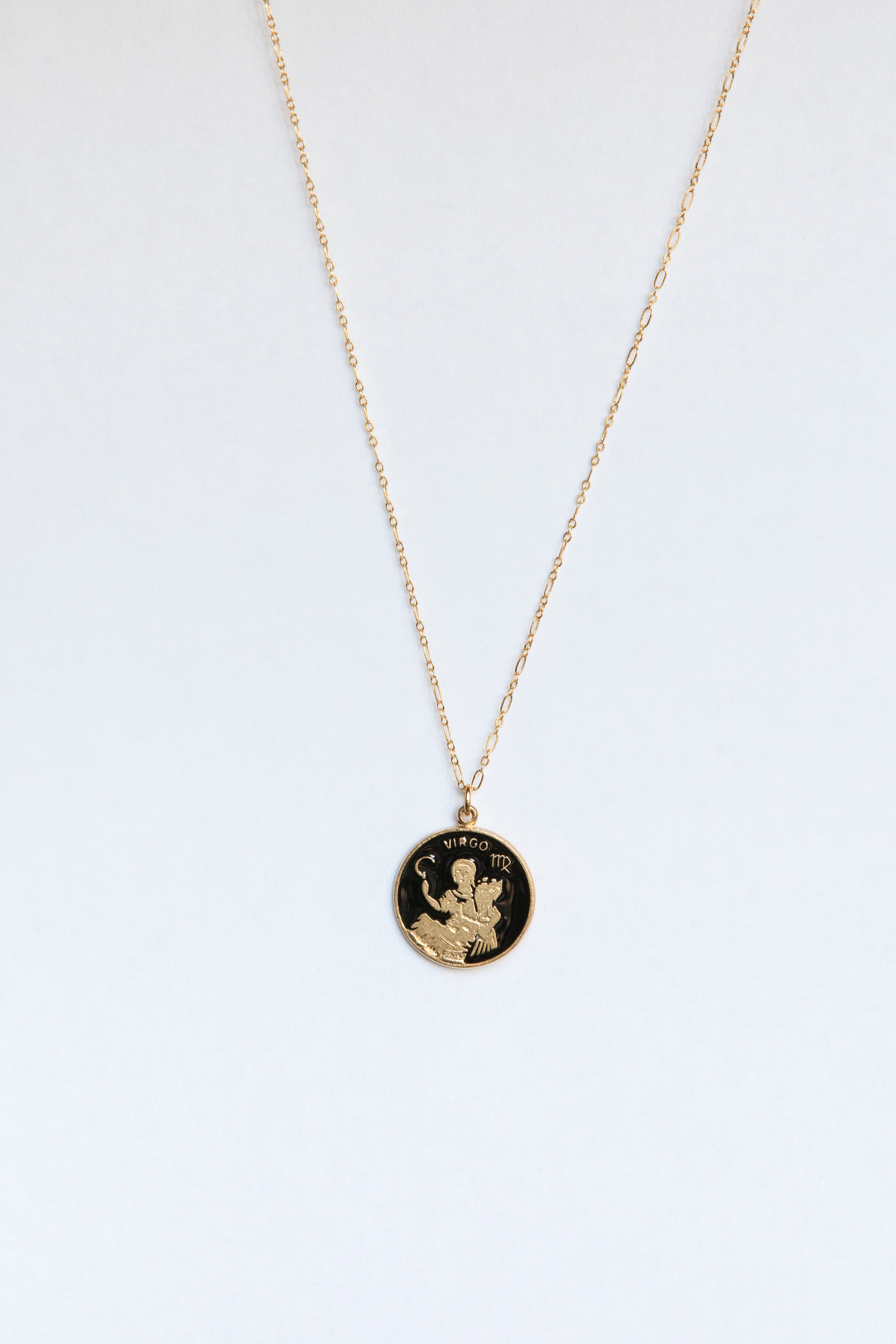 Black Zodiac Medallion Necklace