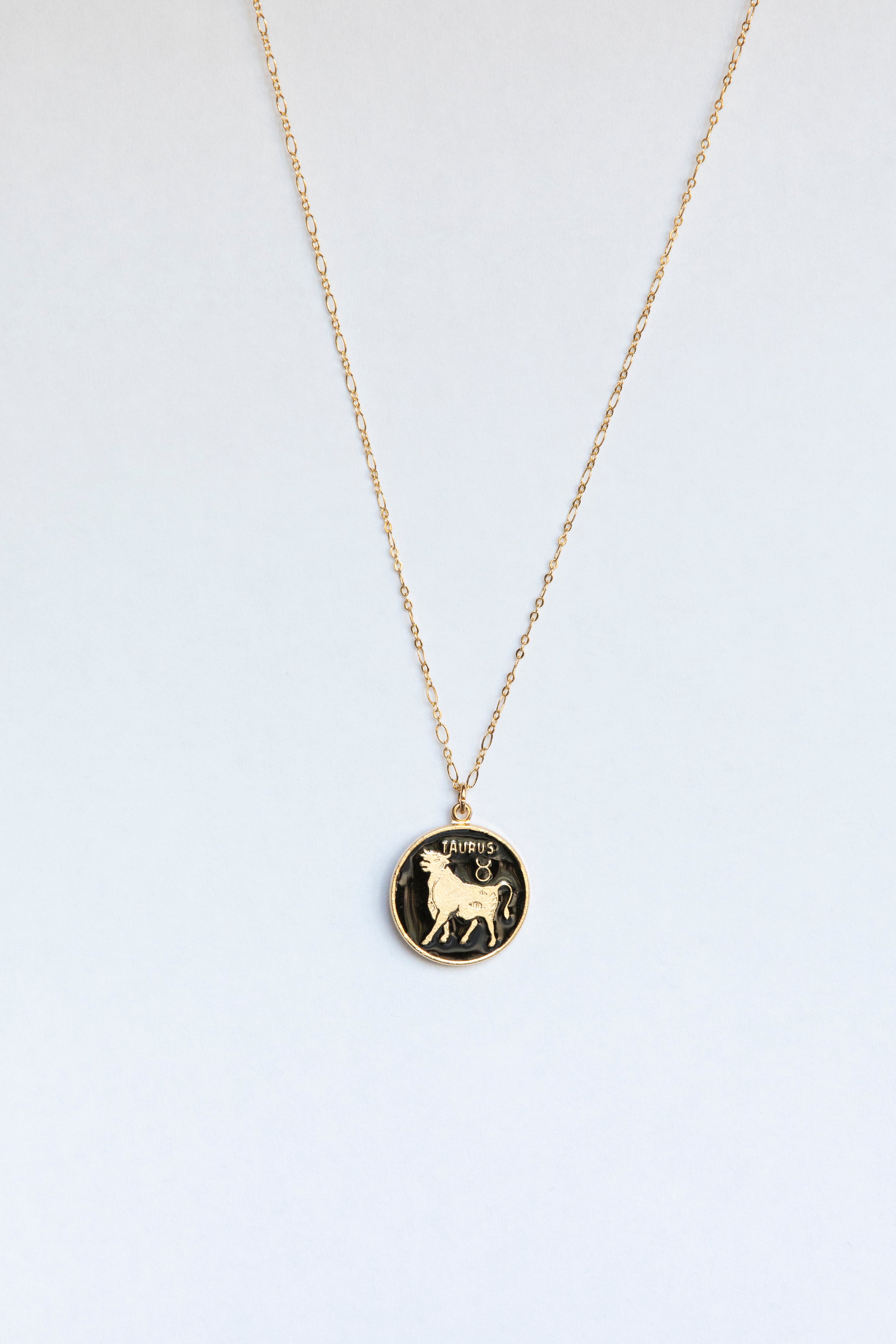 Black Zodiac Medallion Necklace