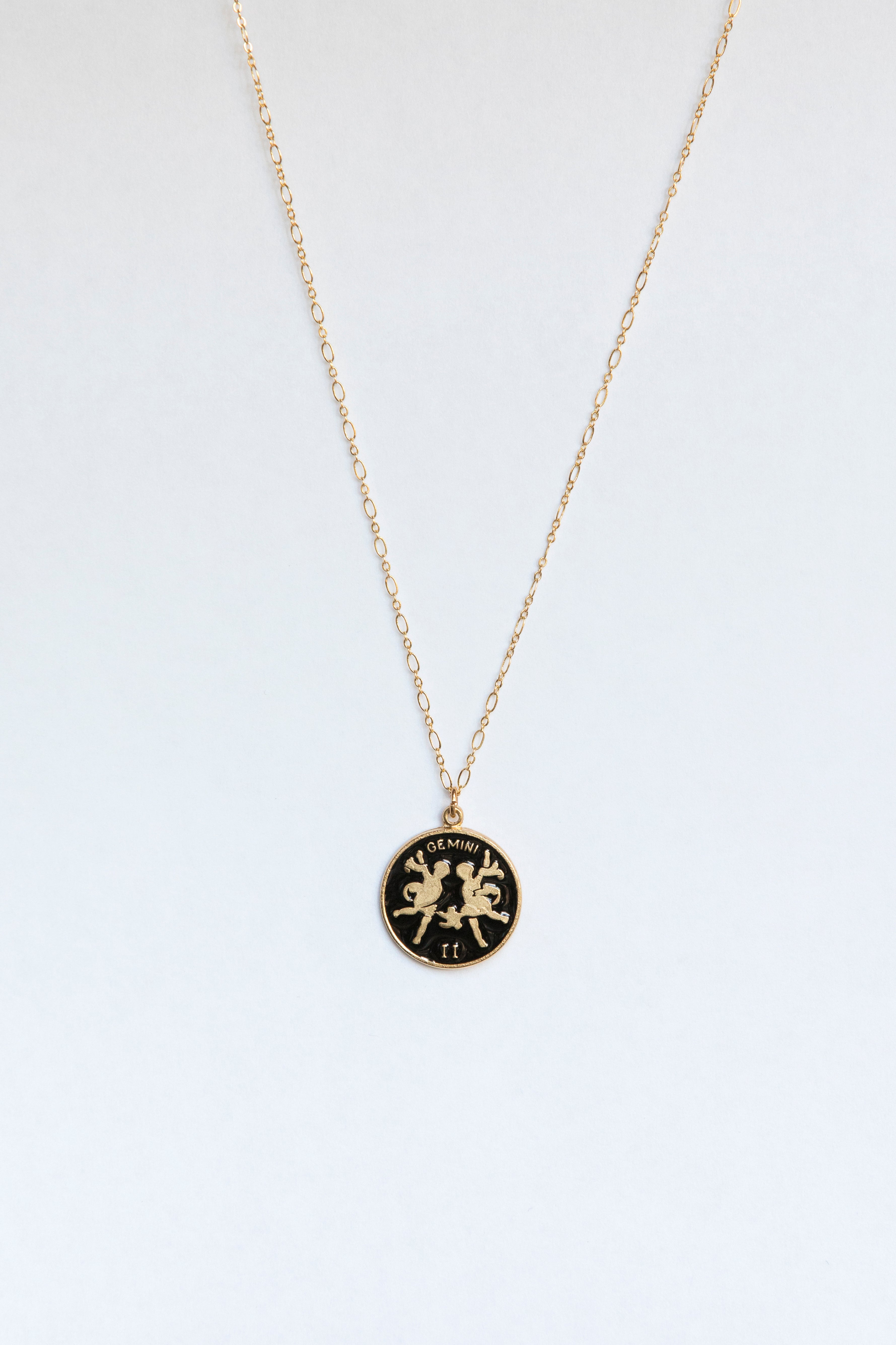 Black Zodiac Medallion Necklace