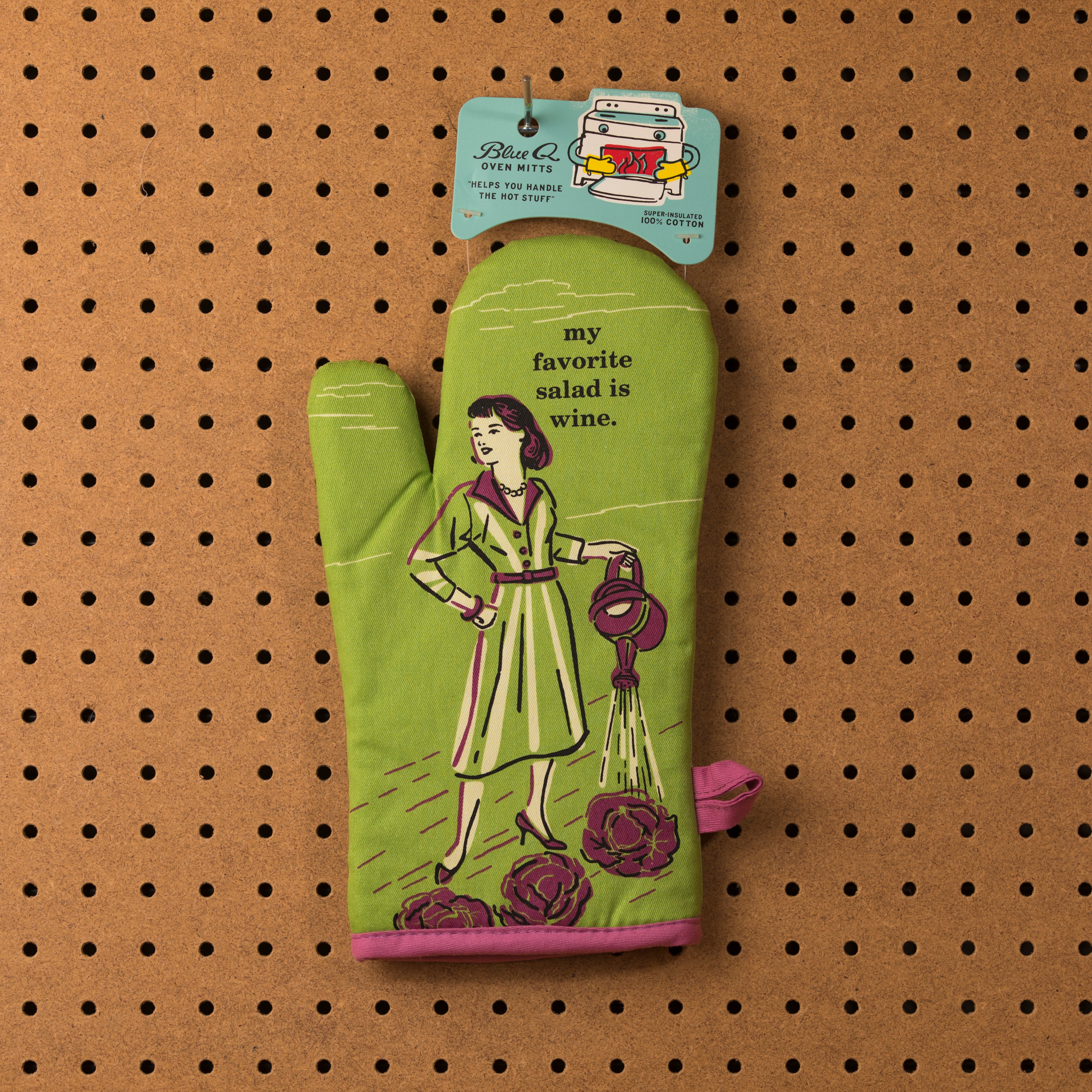 Blue Q My Favorite Salad Is Wine Oven Mitt - Oven Mitt - Funny Oven Mitts - Women's Clothing Store - Women's Accessories - Ladies Boutique - O KOO RAN - Big Bear Lake California