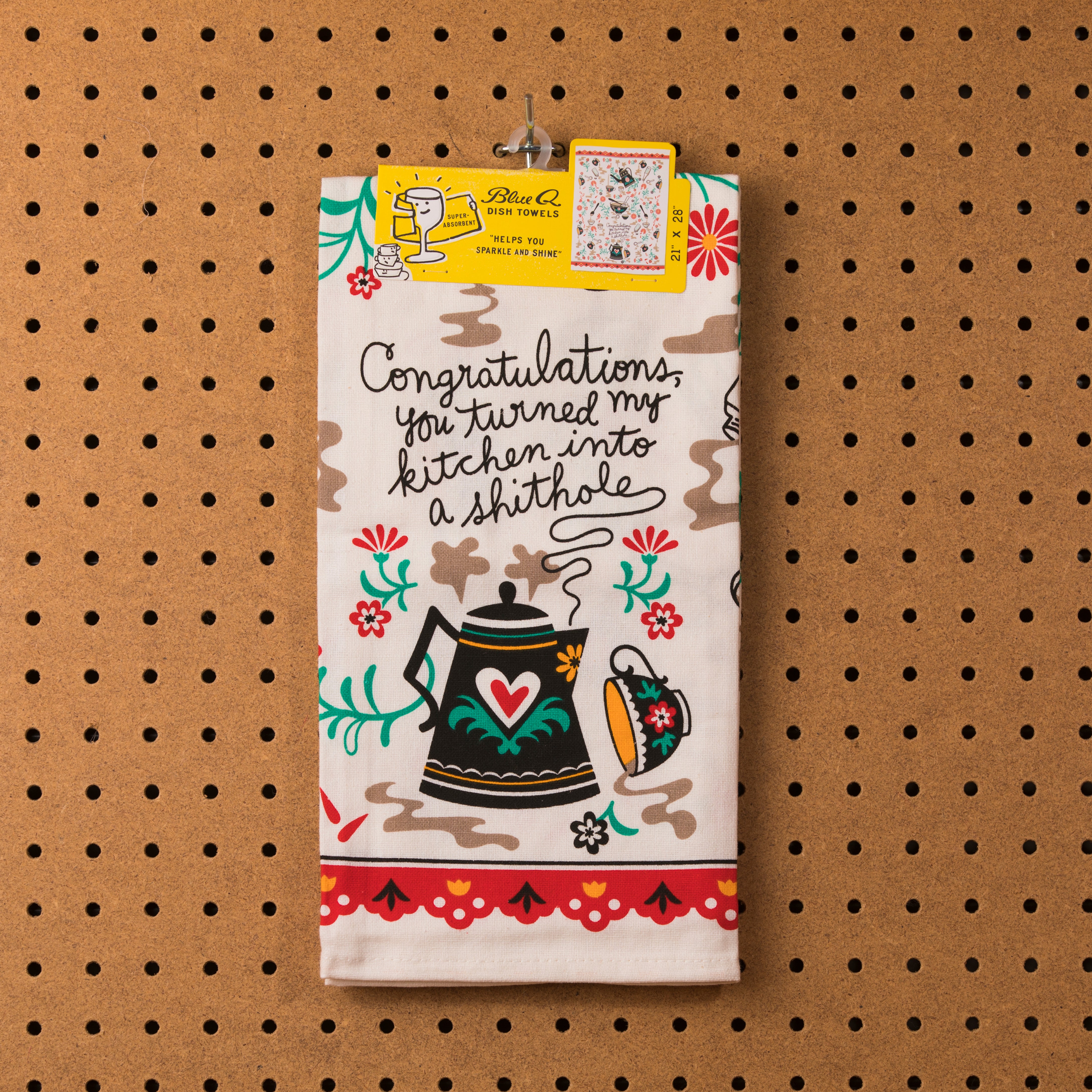 Blue Q Congratulations, You Turned My Kitchen Into A Shithole Dish Towel - Dish Towel - Funny Dish Towel - Women's Clothing Store - Women's Accessories - Ladies Boutique - O KOO RAN - Big Bear Lake California