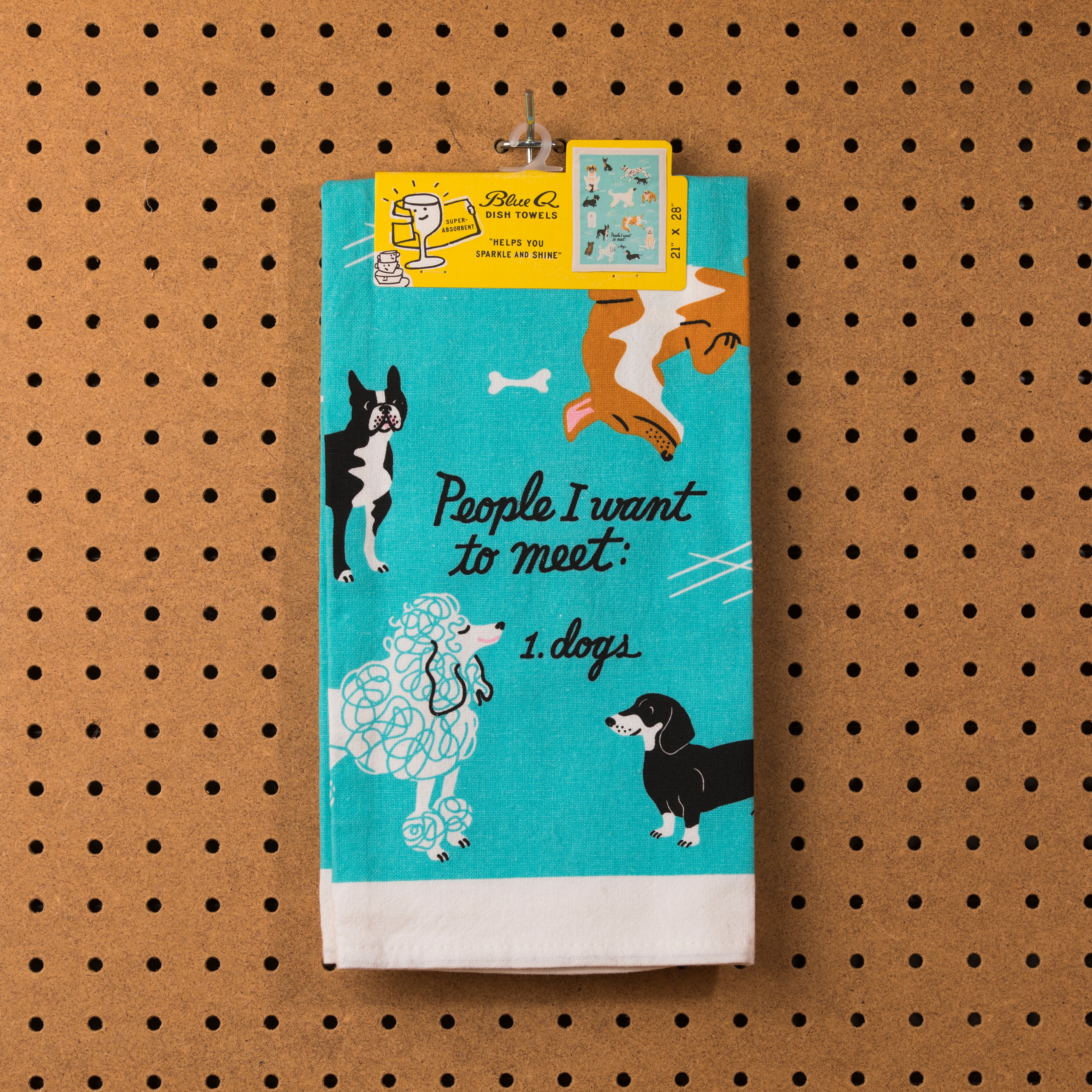 Blue Q People I Want To Meet: Dogs Dish Towel - Dish Towel - Funny Dish Towel - Women's Clothing Store - Women's Accessories - Ladies Boutique - O KOO RAN - Big Bear Lake California