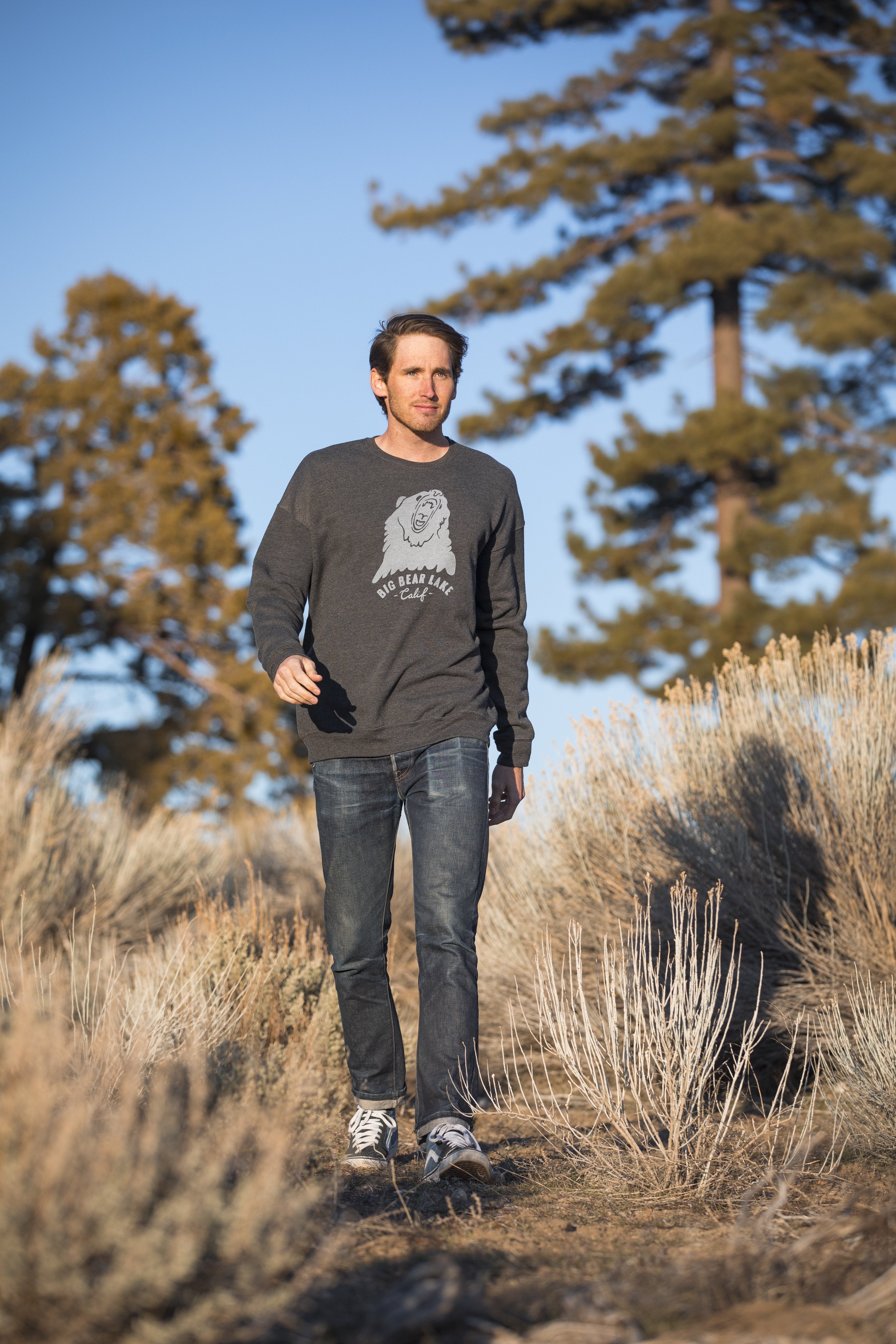 Big Bear Lake Souvenir Drop Shoulder Sweater - Dark Grey - Custom Logo - Big Bear Lake Logo - Unisex Sweatshirt - Cozy - Women's Clothing Store - O KOO RAN - Big Bear Lake California