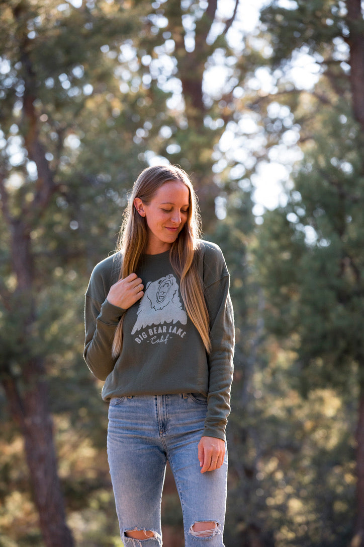 Big Bear Lake Drop Shoulder Sweatshirt - Military