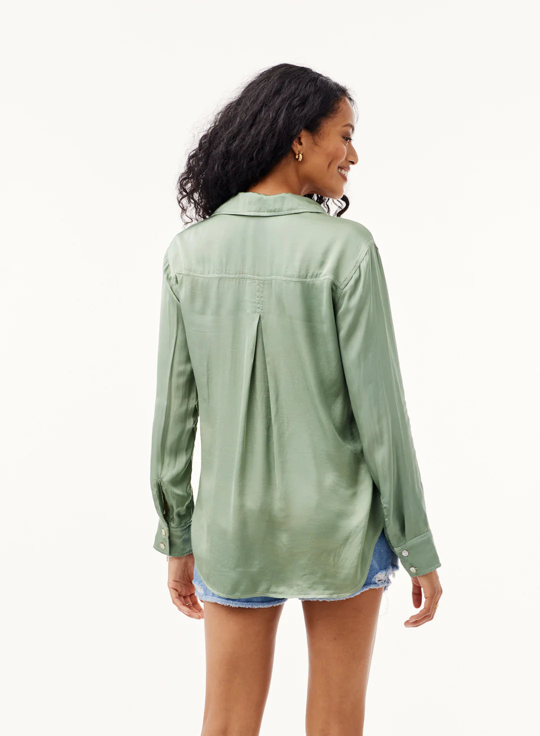 Side Slit Button Down | Cedar Green