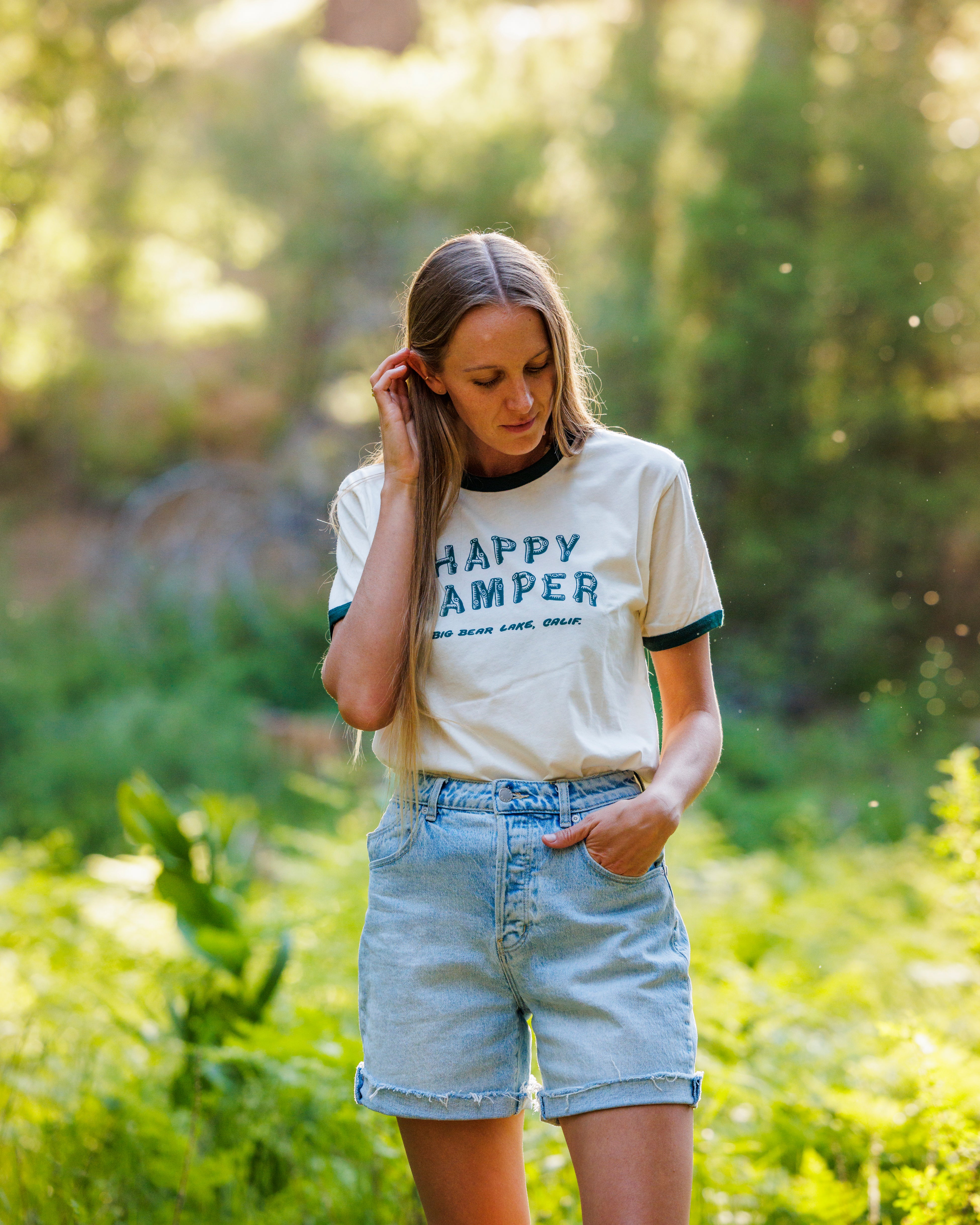 Big Bear Lake Happy Camper Unisex Ringer Tee