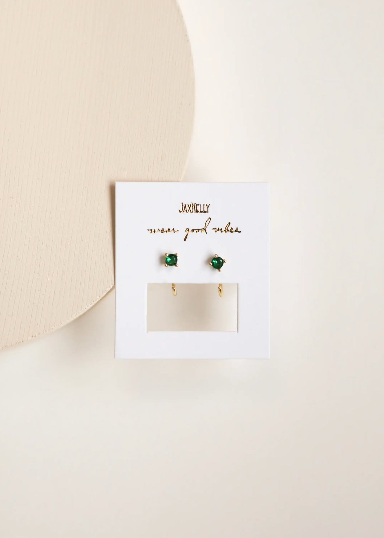 Emerald Huggie Earrings