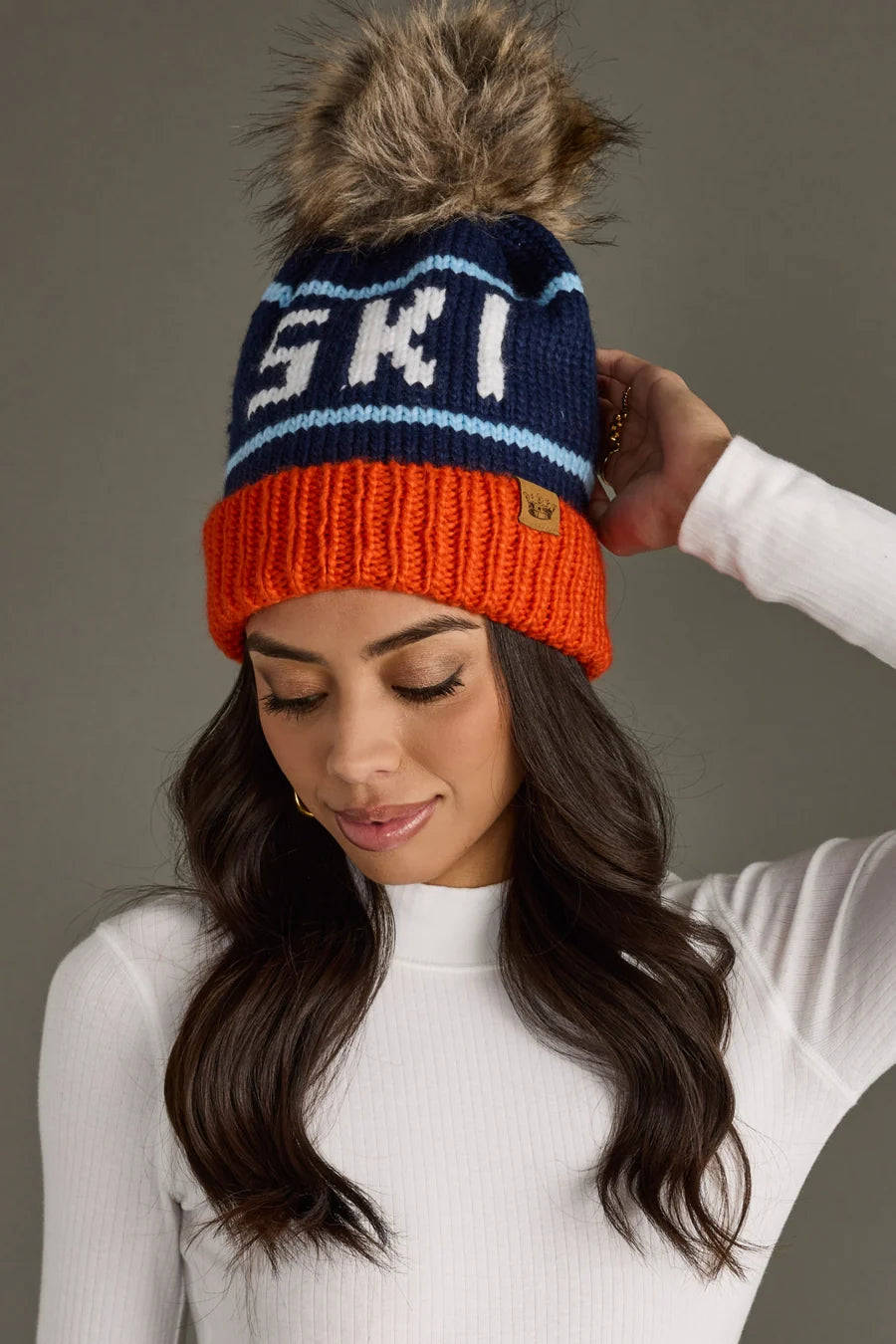 Ski Beanie | Navy, Light Blue, Orange