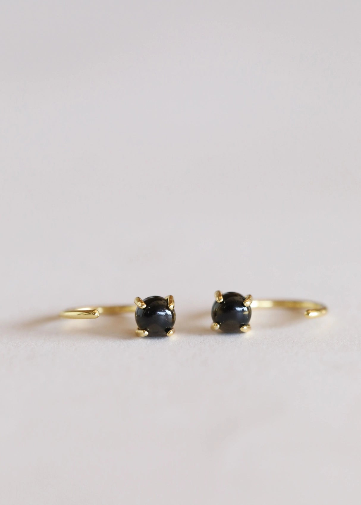 Obsidian Huggie Earrings