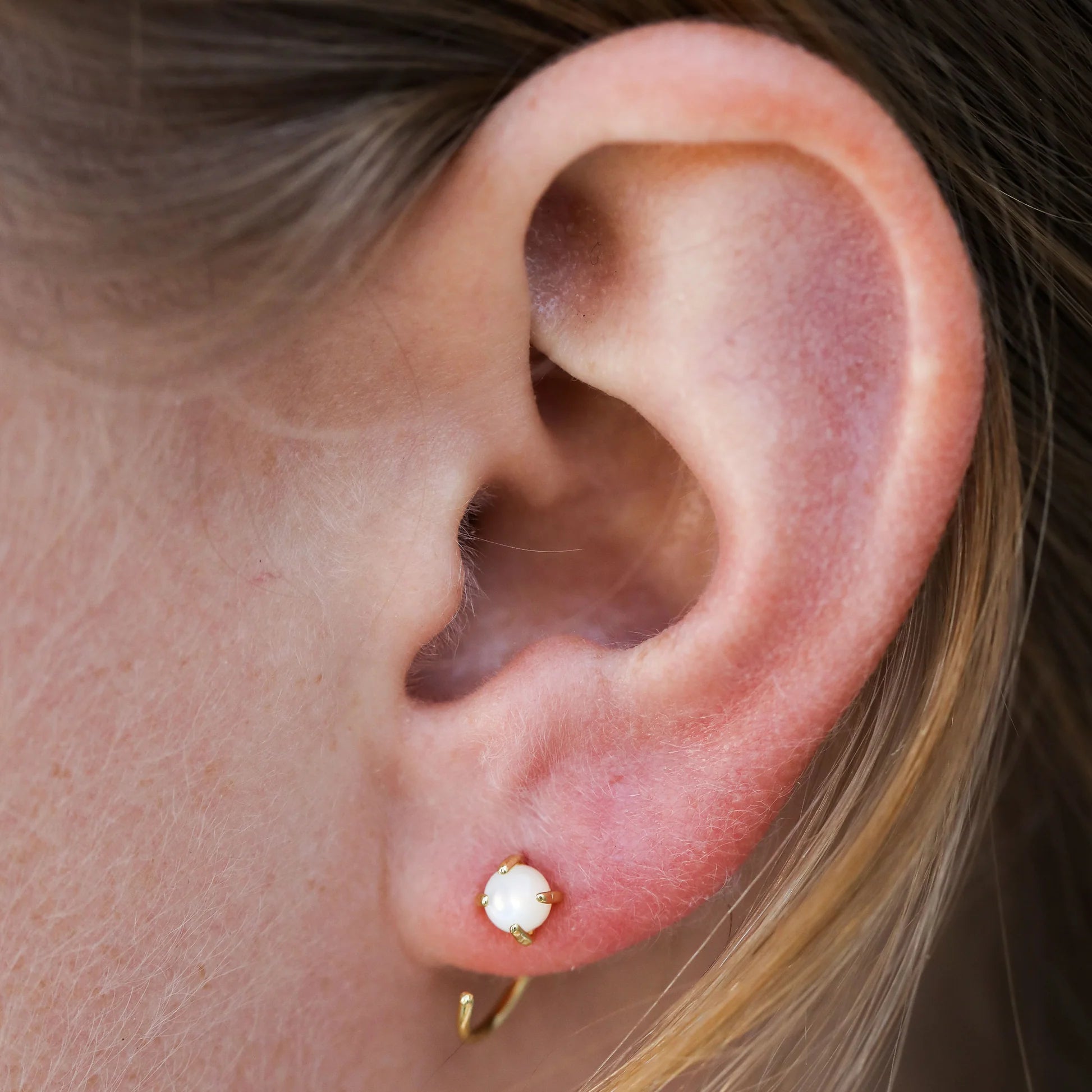 Mother of Pearl Huggie Earrings