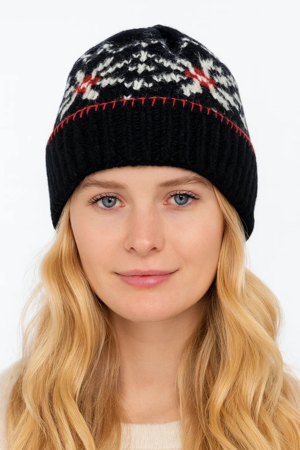 Snowflake Knit Beanie | Black