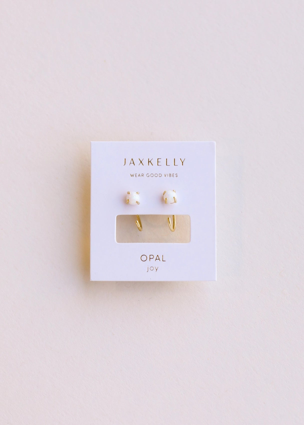 White Opal Huggie Earrings