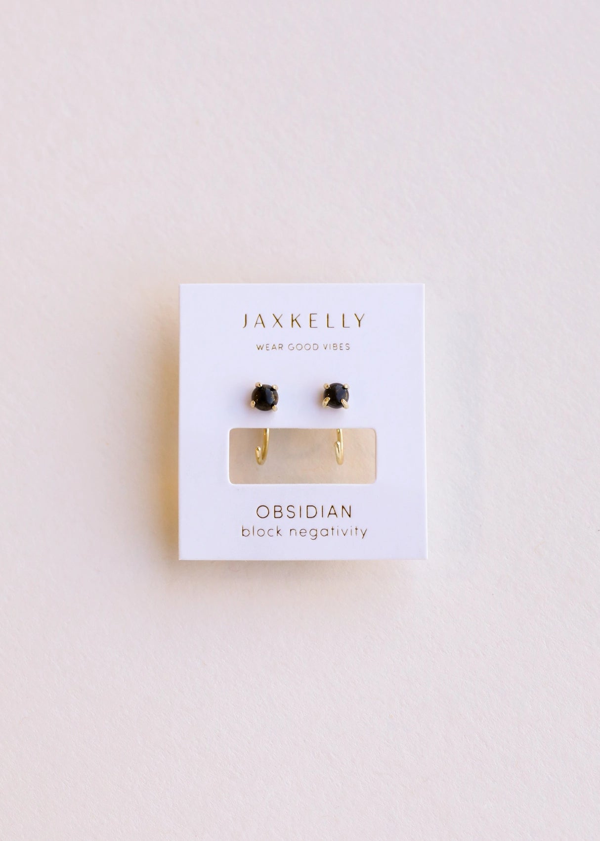 Obsidian Huggie Earrings