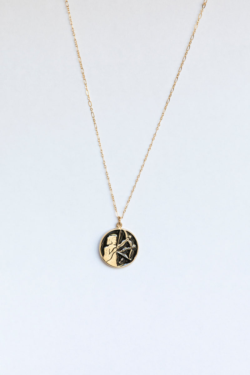 Black Zodiac Medallion Necklace