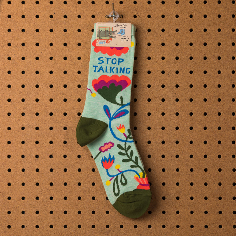 Blue Q Stop Talking Socks - Women's Socks  - Women's Clothing Store - Women's Accessories - Ladies Boutique - O KOO RAN - Big Bear Lake California