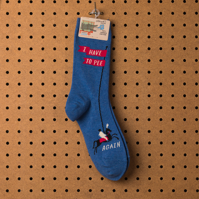 Blue Q I Have To Pee Again Socks - Women's Socks  - Women's Clothing Store - Women's Accessories - Ladies Boutique - O KOO RAN - Big Bear Lake California
