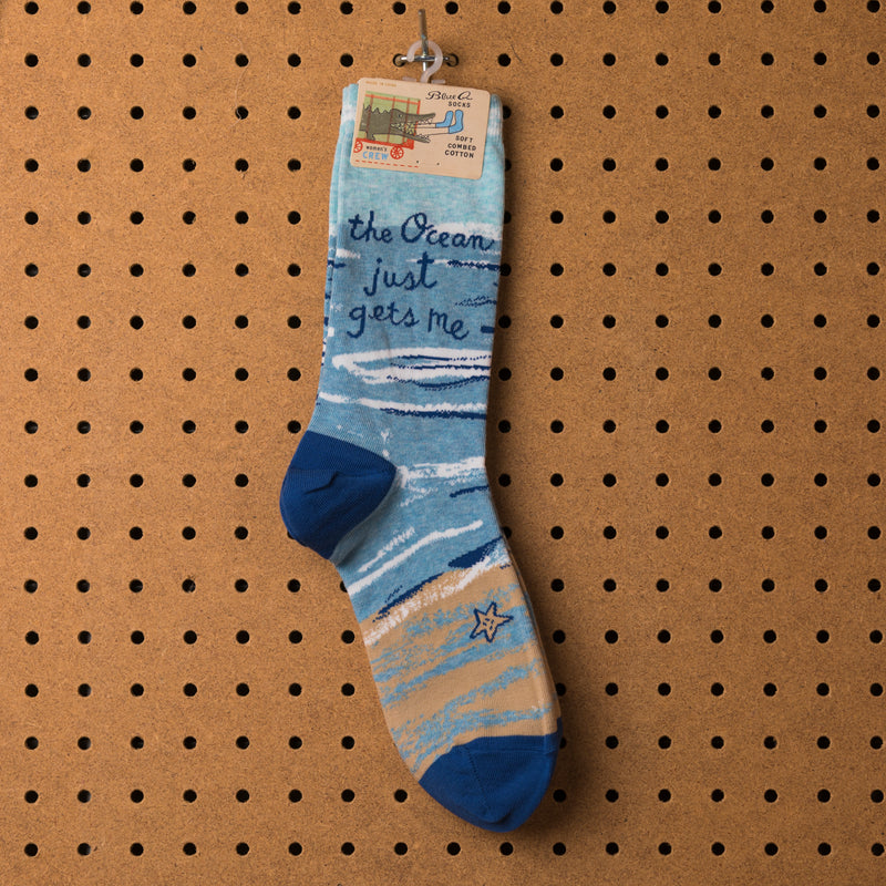 Blue Q The Ocean Just Gets Me Socks - Women's Socks  - Women's Clothing Store - Women's Accessories - Ladies Boutique - O KOO RAN - Big Bear Lake California