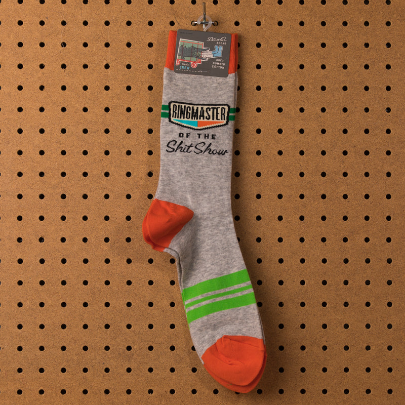 Blue Q Ringmaster Of The Shit Show Socks -Men's Socks  - Women's Clothing Store - Women's Accessories - Ladies Boutique - O KOO RAN - Big Bear Lake California