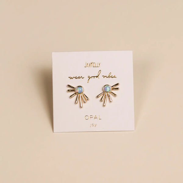 Sun Ray Earrings - Fire Opal