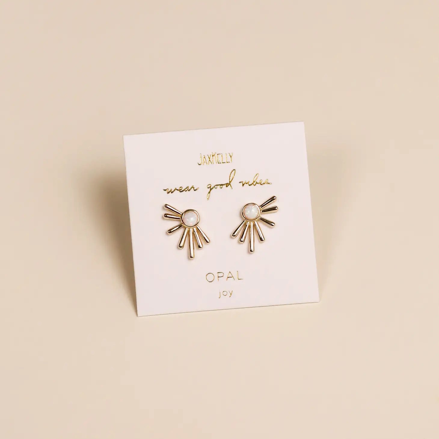 Sun Ray Earrings - White Opal