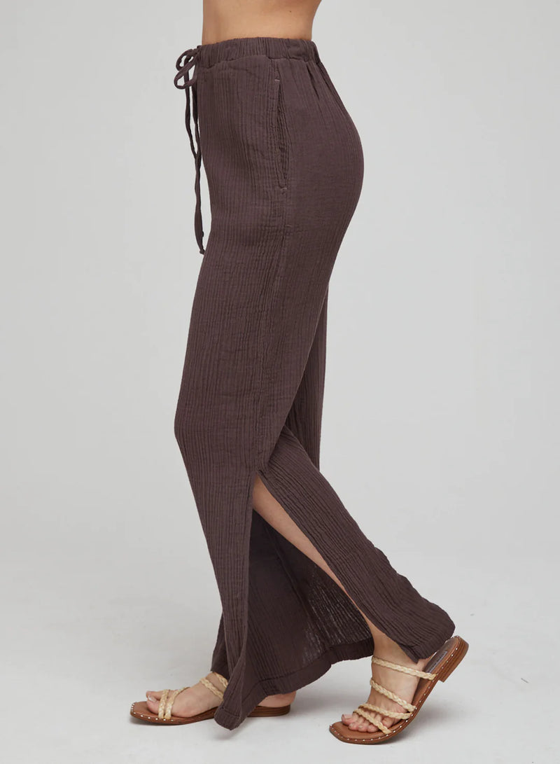 Side Slit Wide Leg Pant | Rich Brown