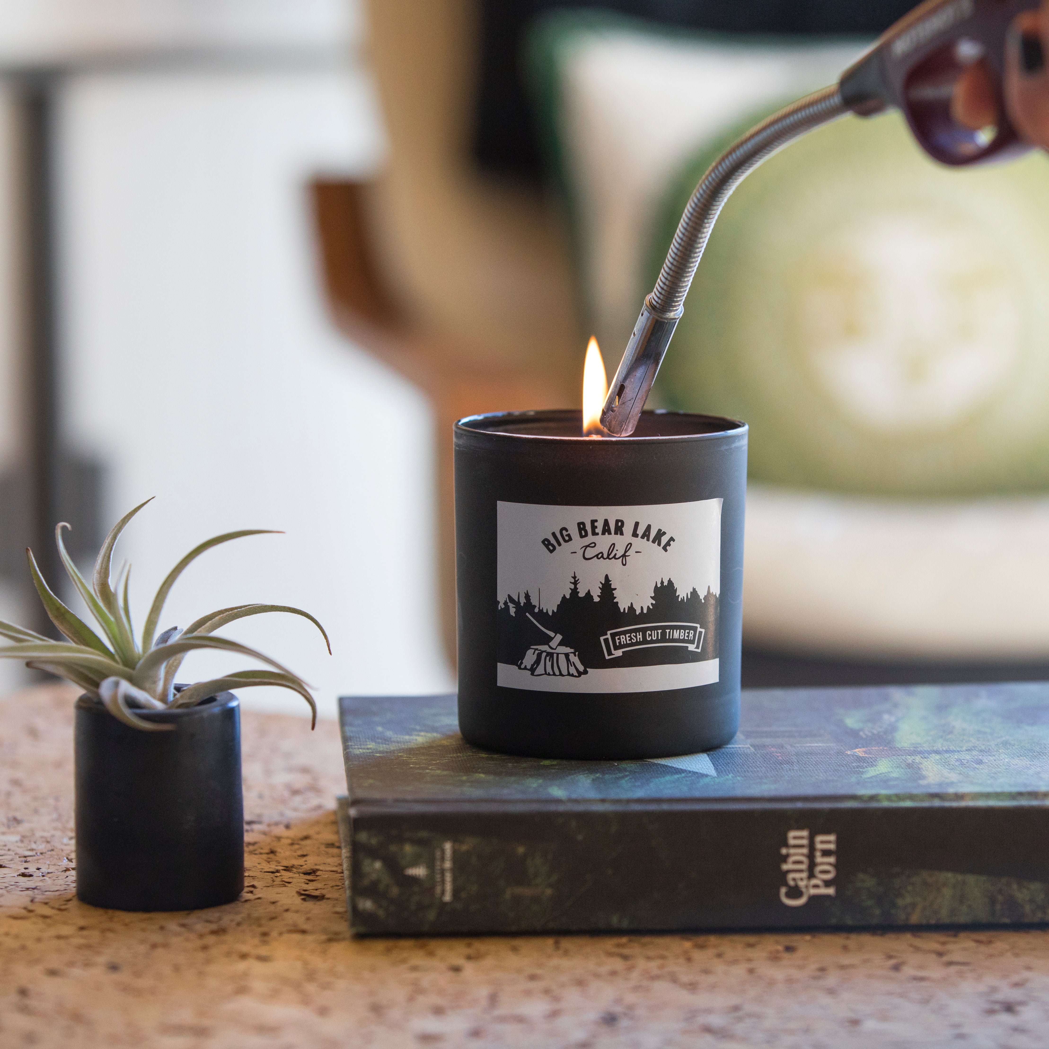 Big Bear Lake Fresh Cut Timber Candle - Custom Logo - Coconut Wax - Paraben Free - Food Grade Certified Coconut Oil - Sustainable Wax - Essential Oil Blends - Women's Clothing Store - Boutique - O KOO RAN - Big Bear Lake California