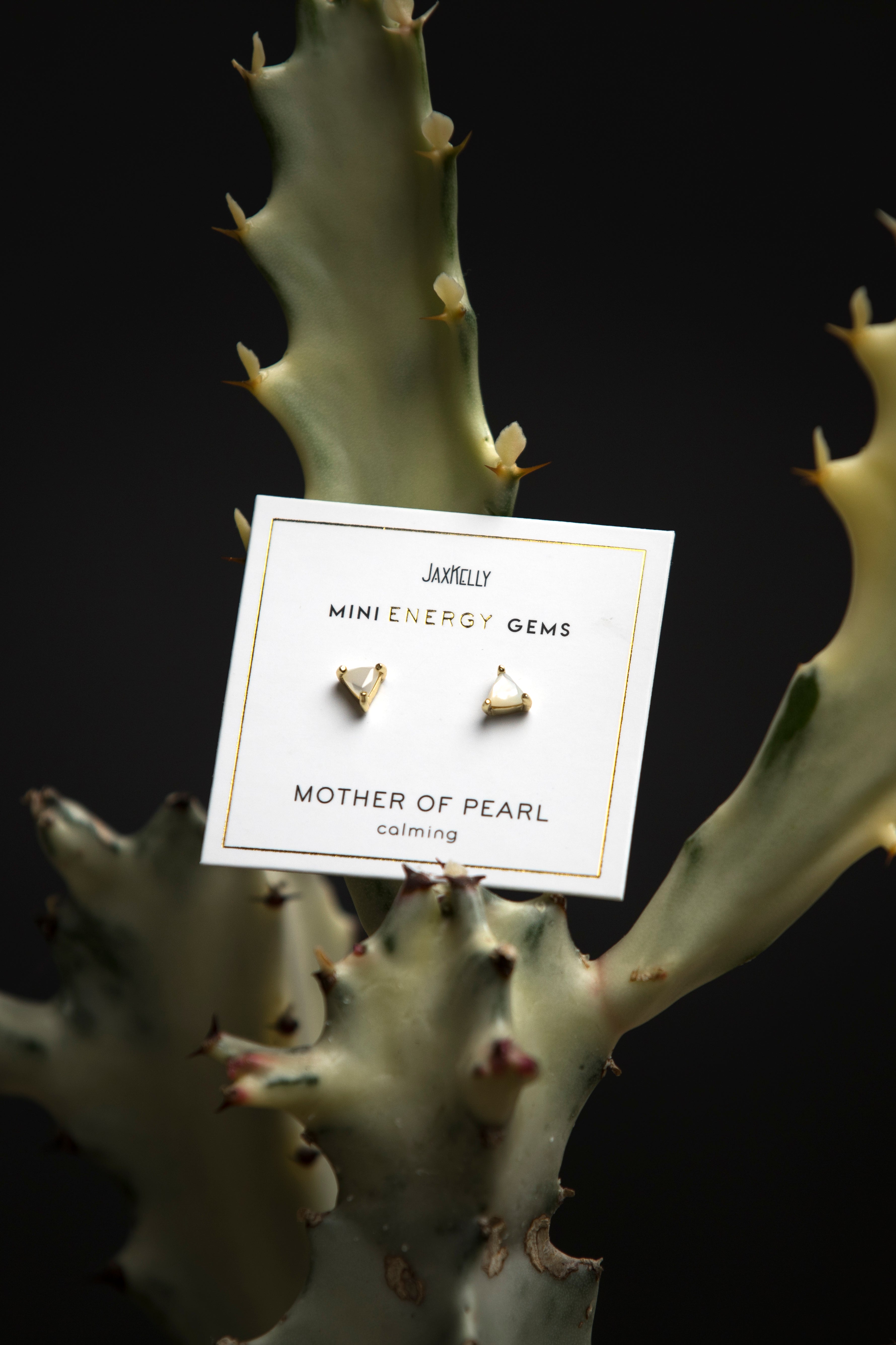JaxKelly Mother of Pearl Mini Energy Gem Earrings - Jewelry - Women's Clothing Store - Ladies Boutique - Accessories - O KOO RAN - Big Bear Lake California