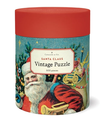 Cavallini Papers & Co. Santa Claus Vintage Puzzle - Santa Puzzle - Christmas Puzzle - Puzzle - Game - Cabin Game - Family Puzzle - Gifts & Games - Women's Clothing Store - Ladies Boutique - O KOO RAN - Big Bear Lake California