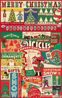 Cavallini Papers & Co. Vintage Christmas Puzzle - Holiday Puzzle - Christmas Puzzle - Puzzle - Game - Cabin Game - Family Puzzle - Gifts & Games - Women's Clothing Store - Ladies Boutique - O KOO RAN - Big Bear Lake California