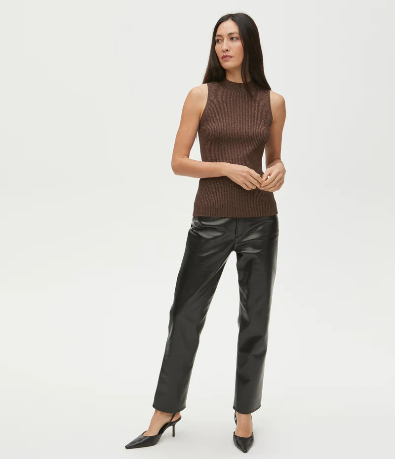 Kara Mock Neck Top | Chestnut