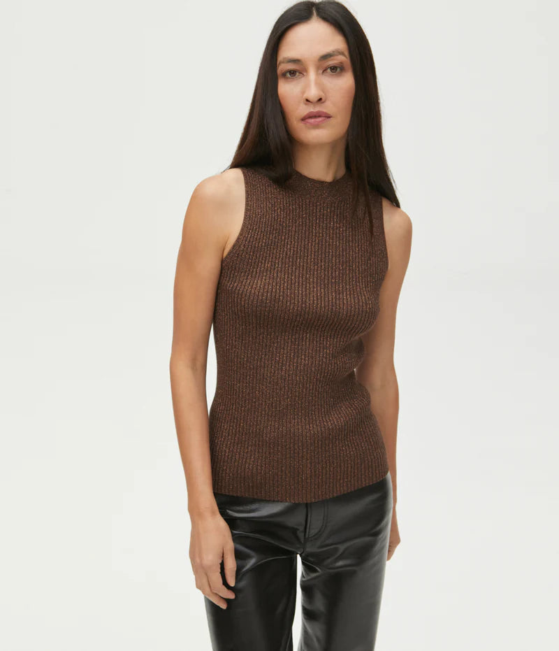 Kara Mock Neck Top | Chestnut