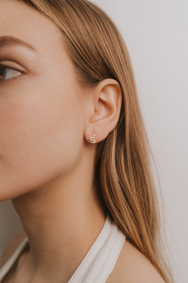 Snake Pave Stud Earring