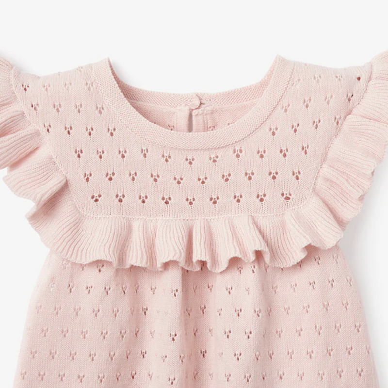 Pointelle Knit Flutter Romper