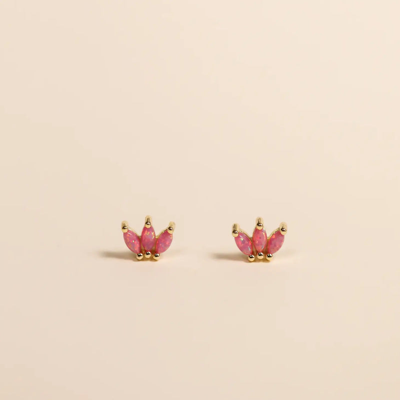 Opal Crown Stud - Pink