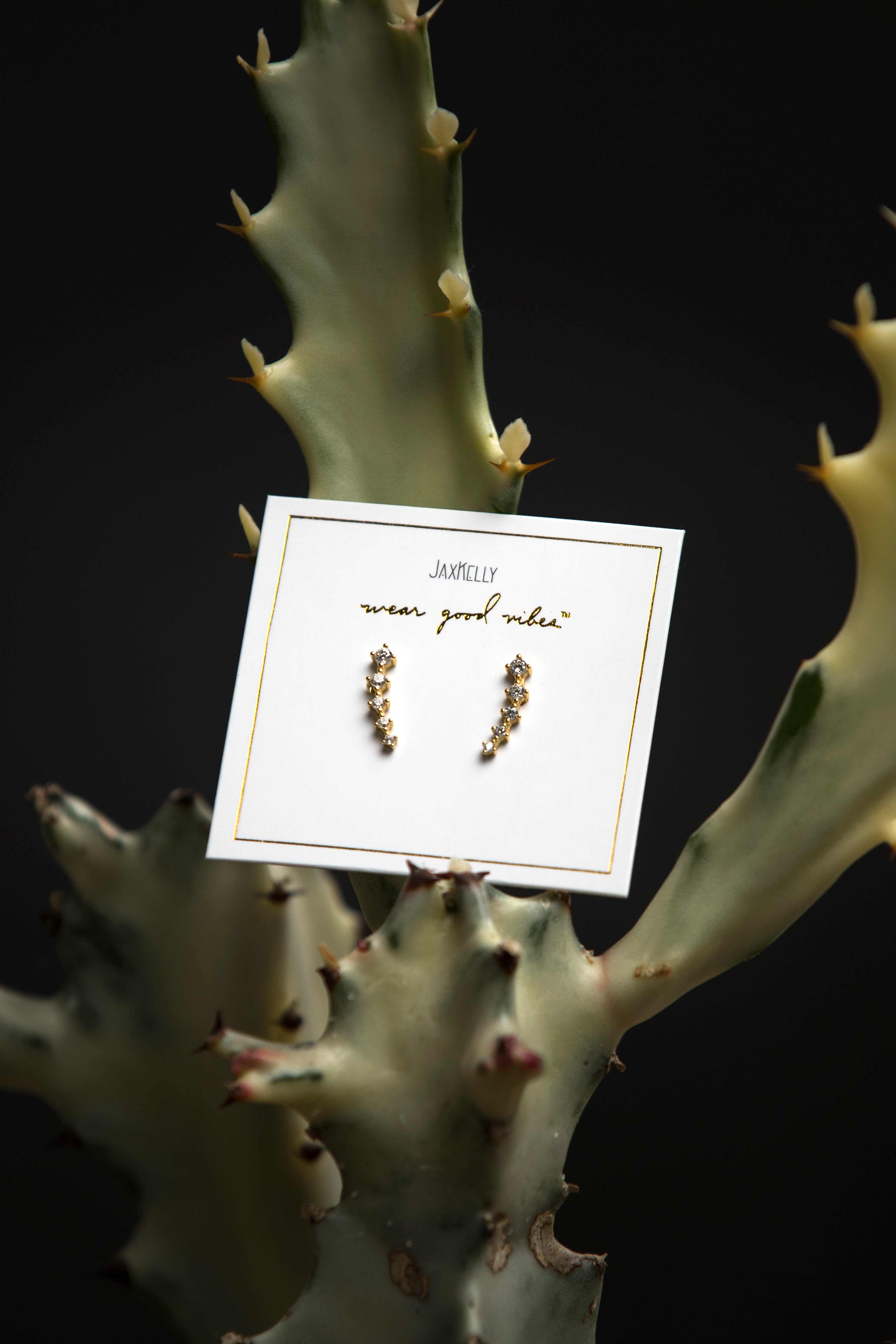 JaxKelly White Crawler Earrings - Jewelry - Women's Clothing Store - Ladies Boutique - Accessories - O KOO RAN - Big Bear Lake California